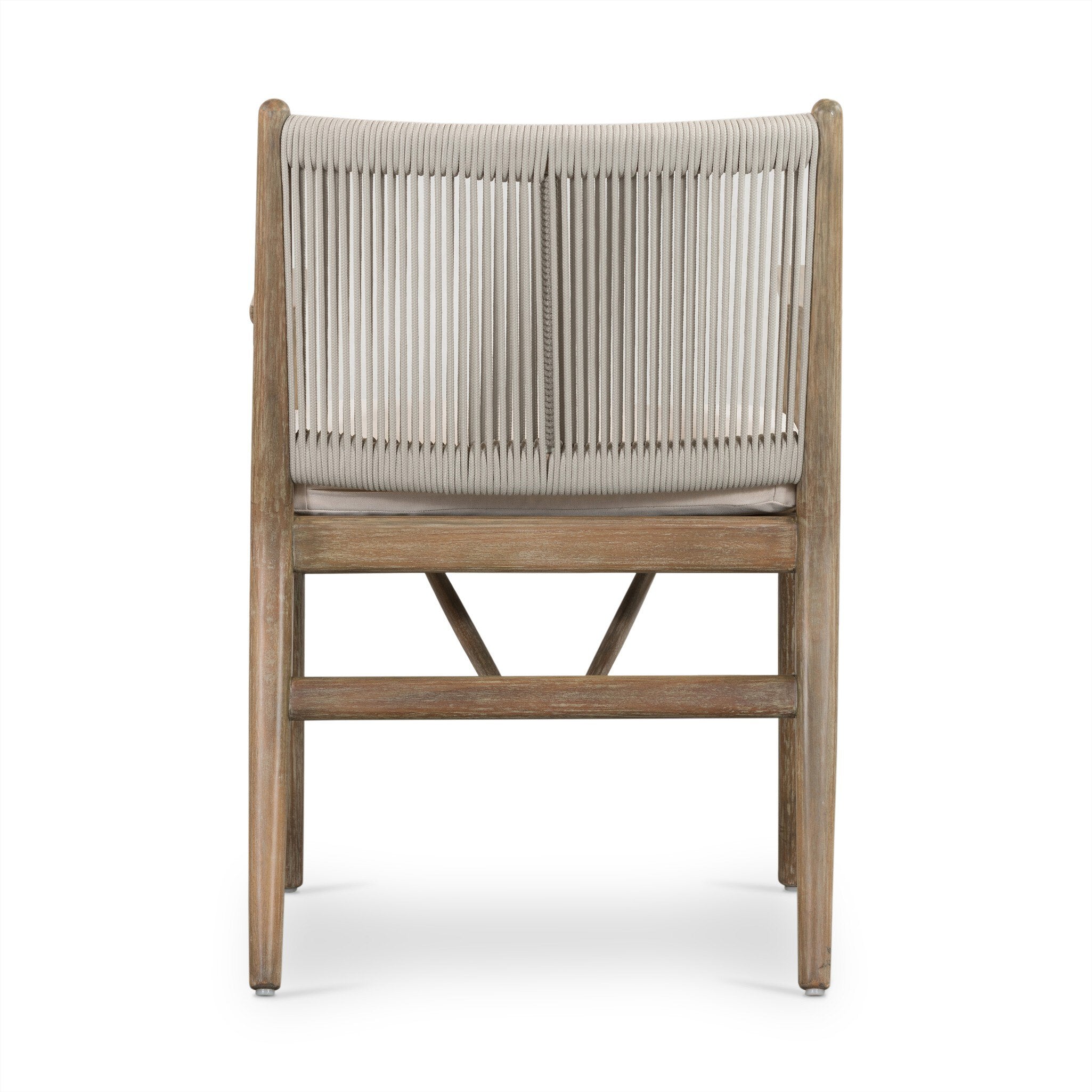 Four Hands Rosen Outdoor Dining Armchair — Natural Eucalyptus FSC-Lakin Oat-Natural Rope