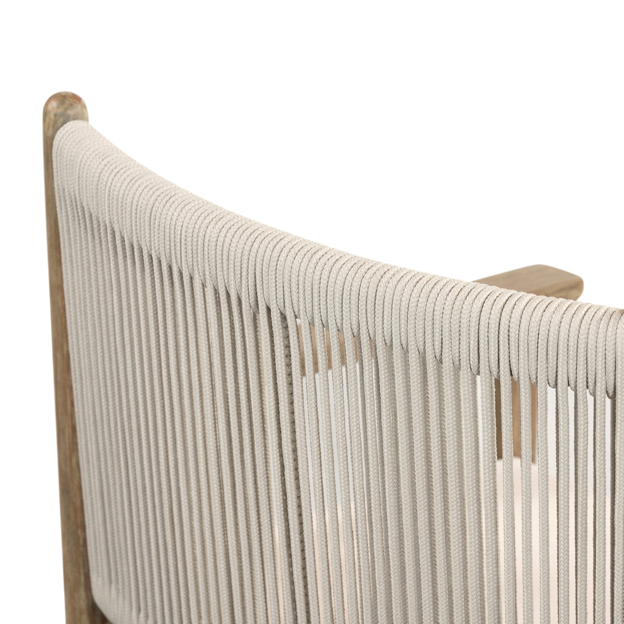 Four Hands Rosen Outdoor Dining Armchair — Natural Eucalyptus FSC-Lakin Oat-Natural Rope