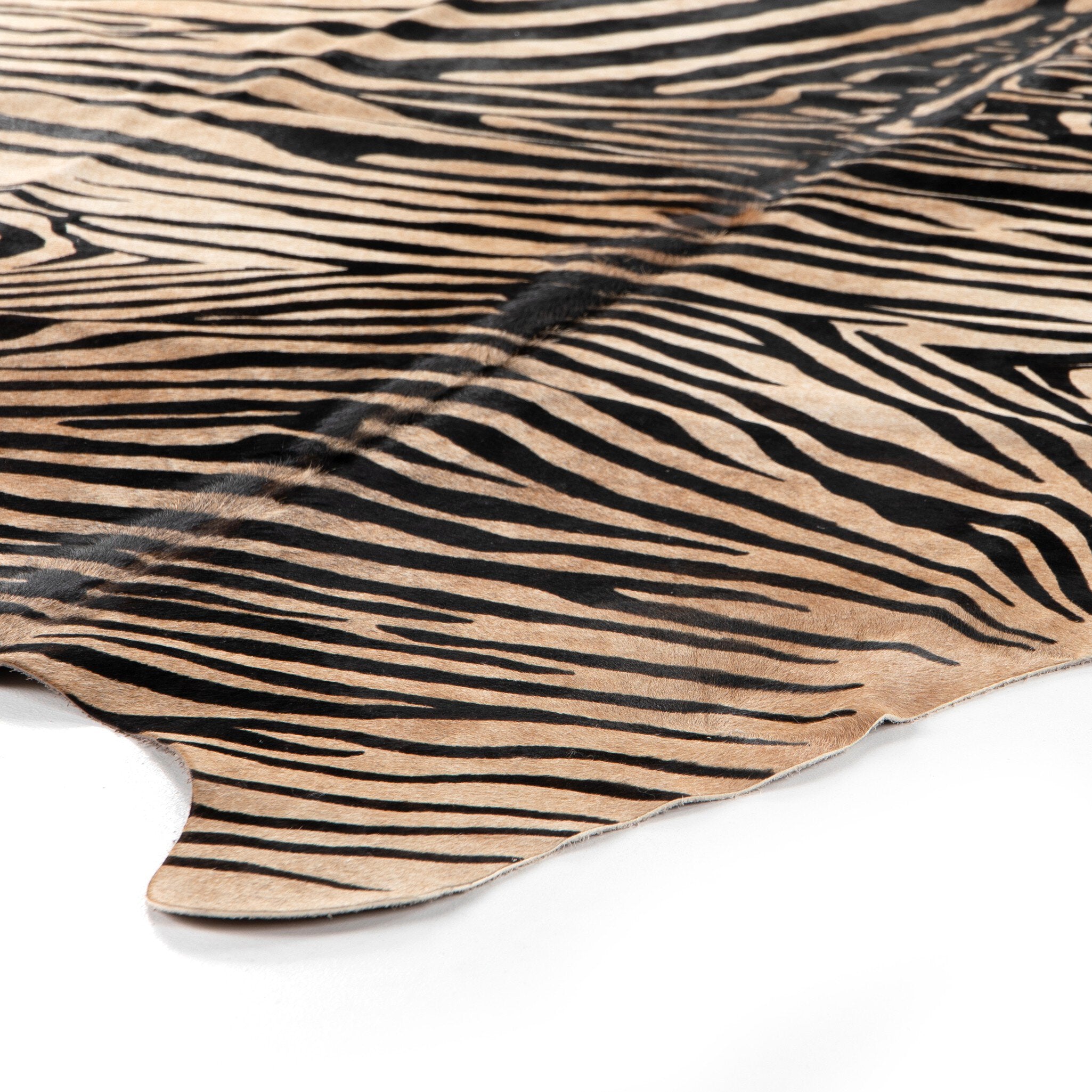 Four Hands Zebra Printed Hide Rug — Zebra Hair on Hide-5'x8'