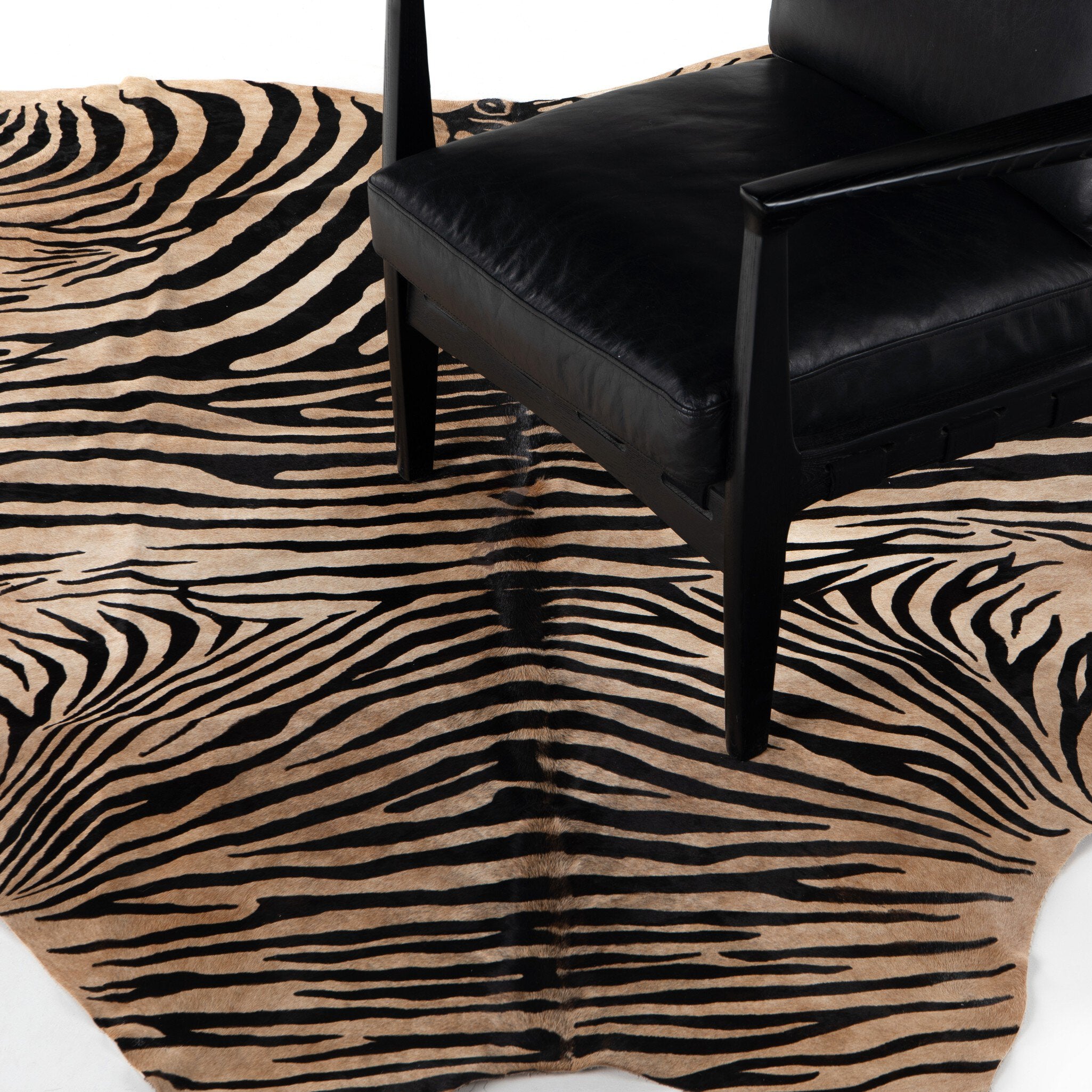 Four Hands Zebra Printed Hide Rug — Zebra Hair on Hide-5'x8'