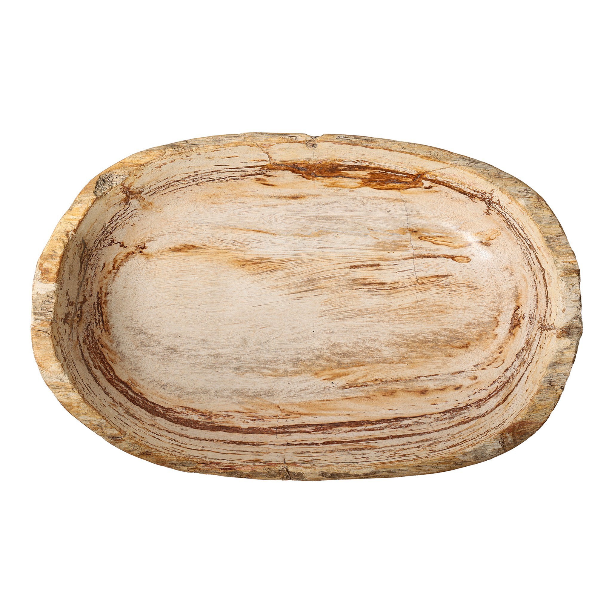 Four Hands Oval Petrified Wood Bowl — Light Petrified Wood