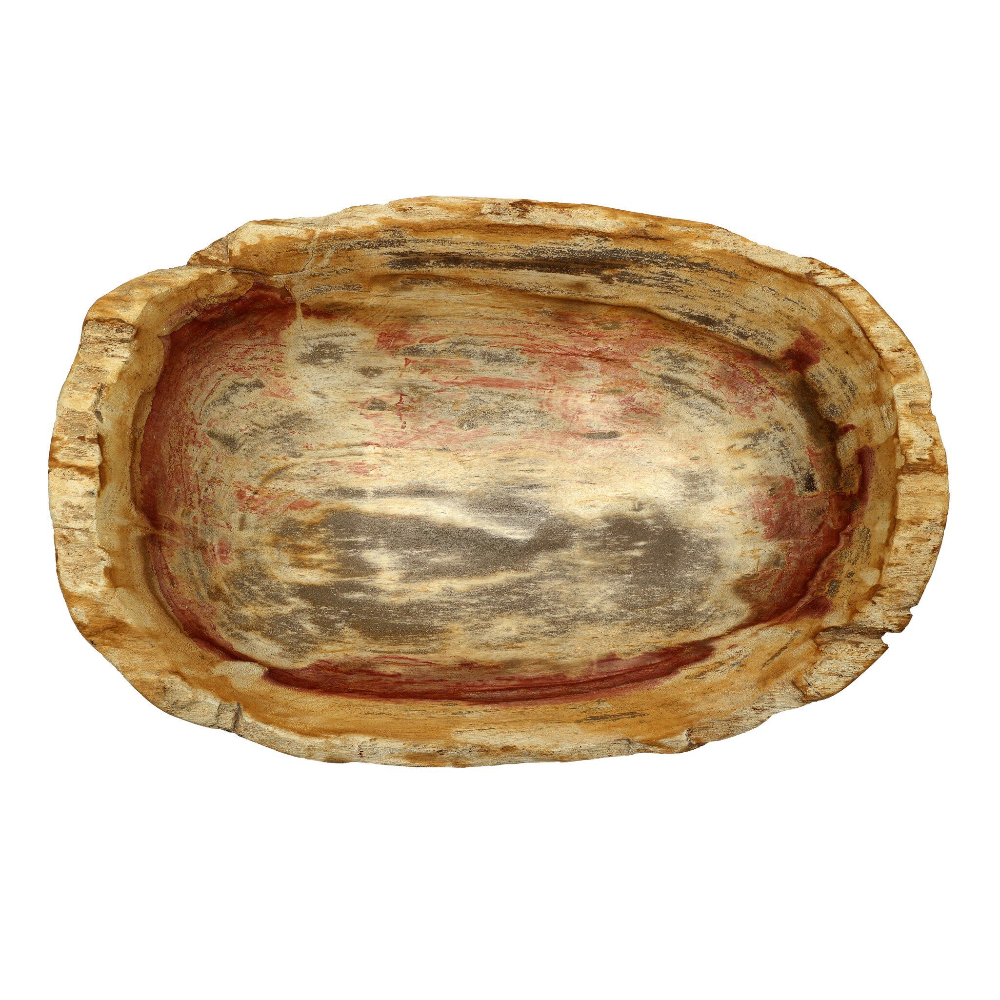 Four Hands Oval Petrified Wood Bowl — Light Petrified Wood