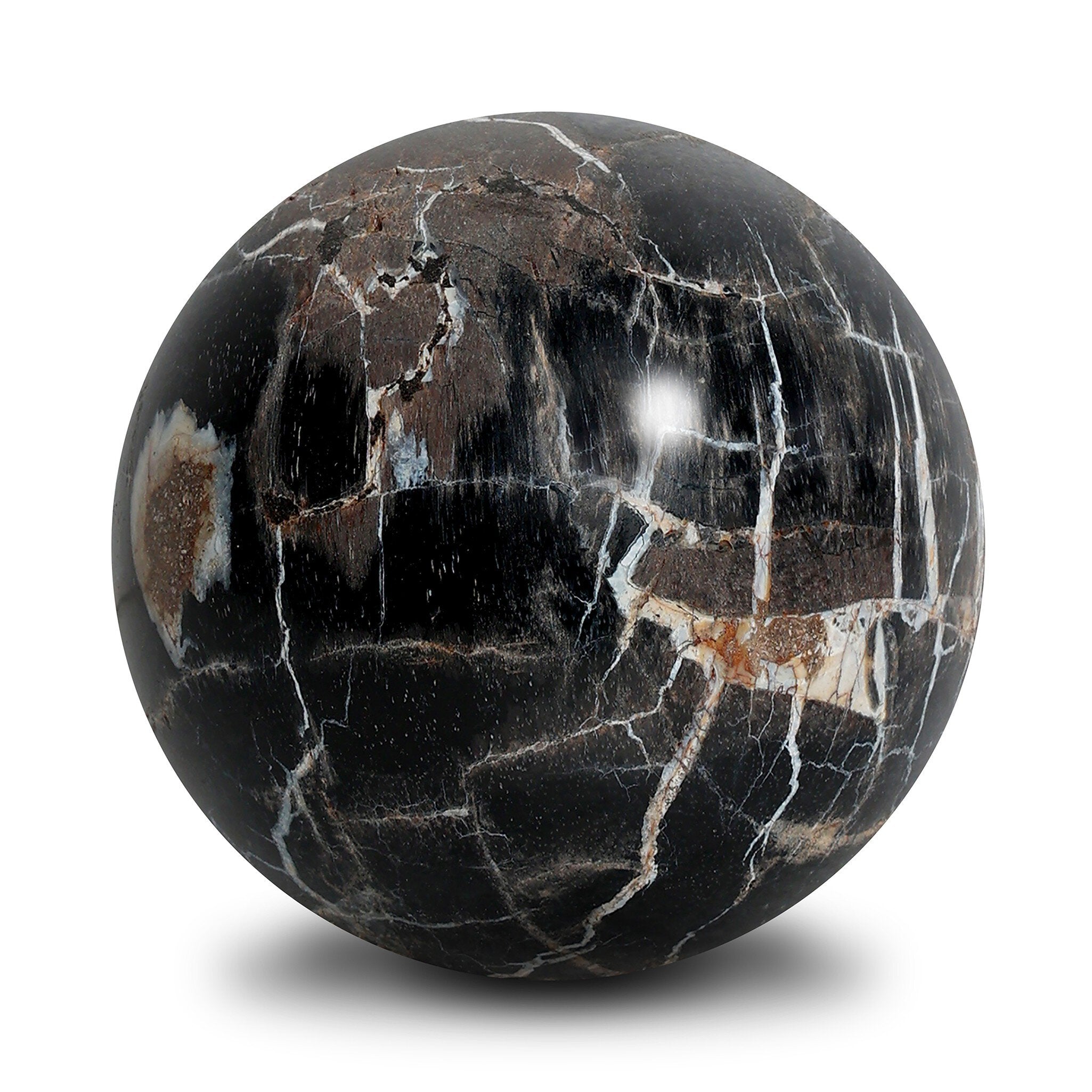 Four Hands Petrified Wood Balls, Set Of 3 — Dark Petrified Wood