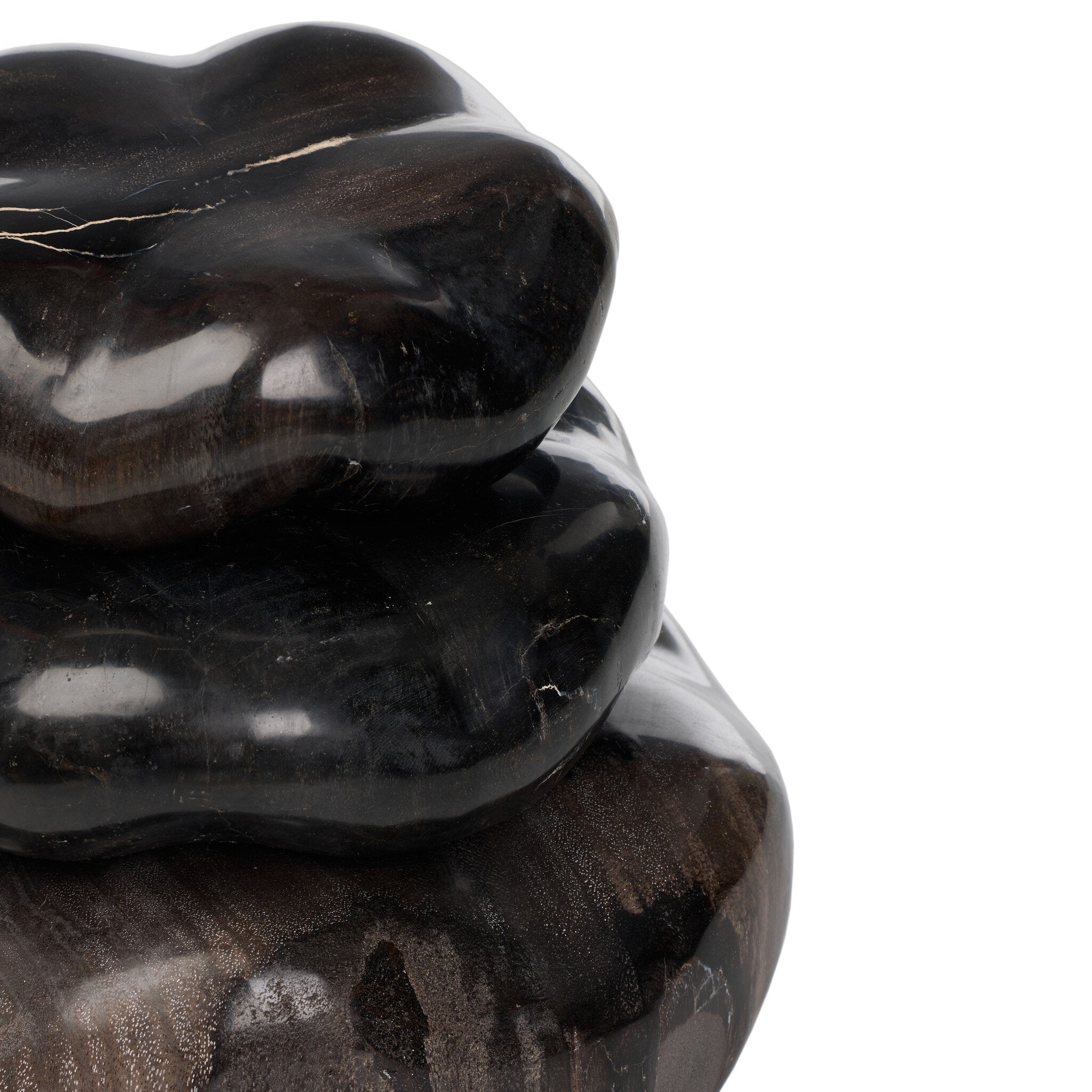 Four Hands Petrified Wood Organic Sculpture, Set Of 3 — Dark Petrified Wood