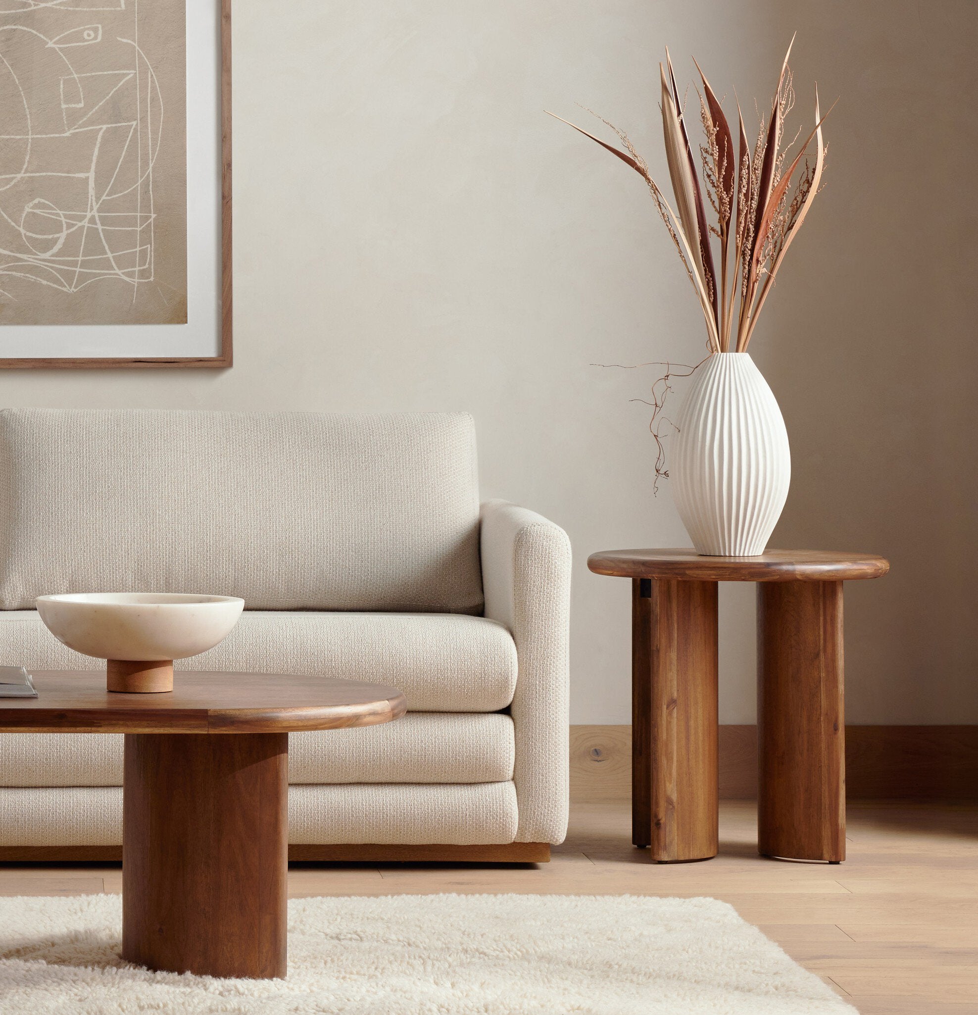 Four Hands Paden End Table — Seasoned Brown Acacia-Seasoned Brown Acacia Solid