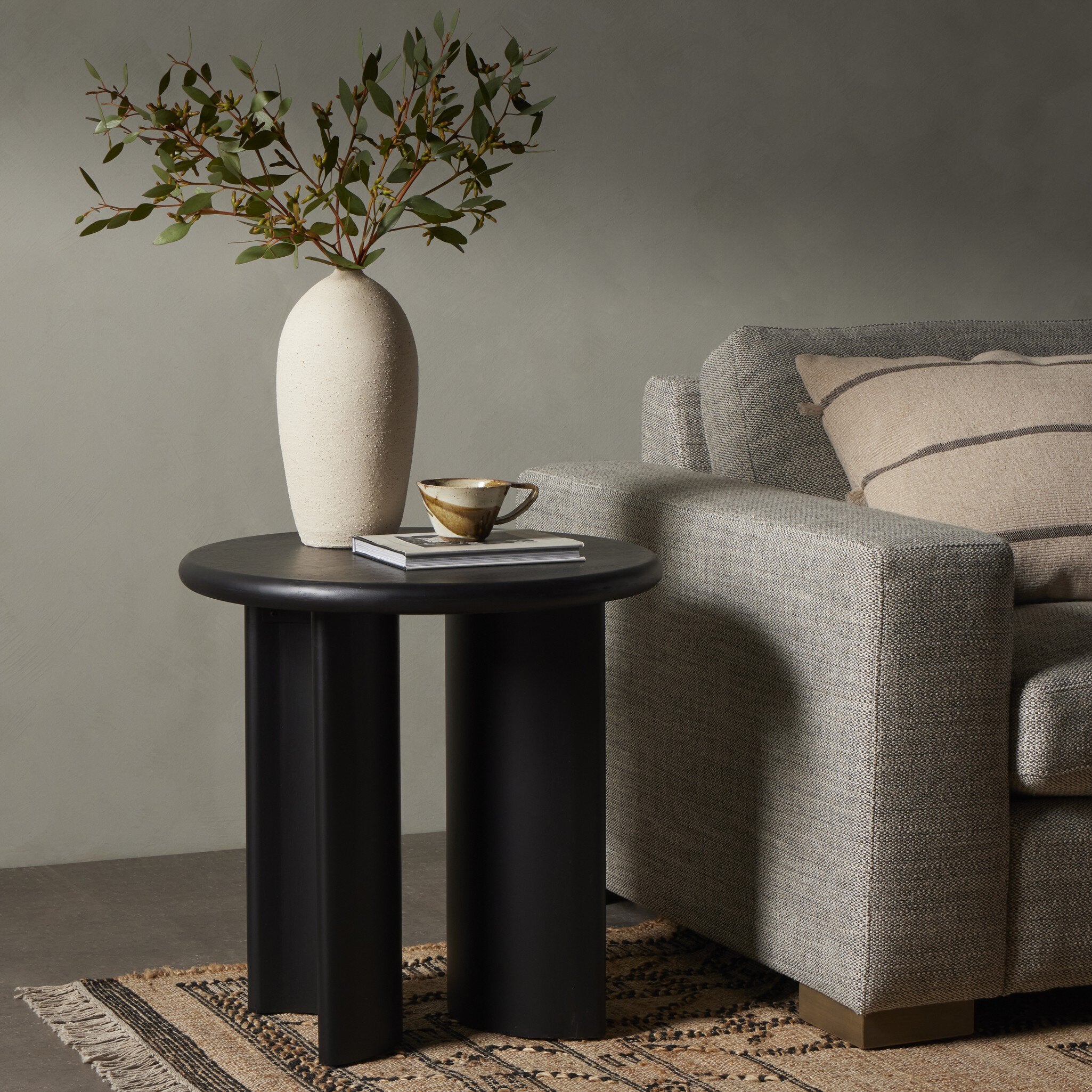 Four Hands Paden End Table — Aged Black Acacia-Aged Black Acacia Solid