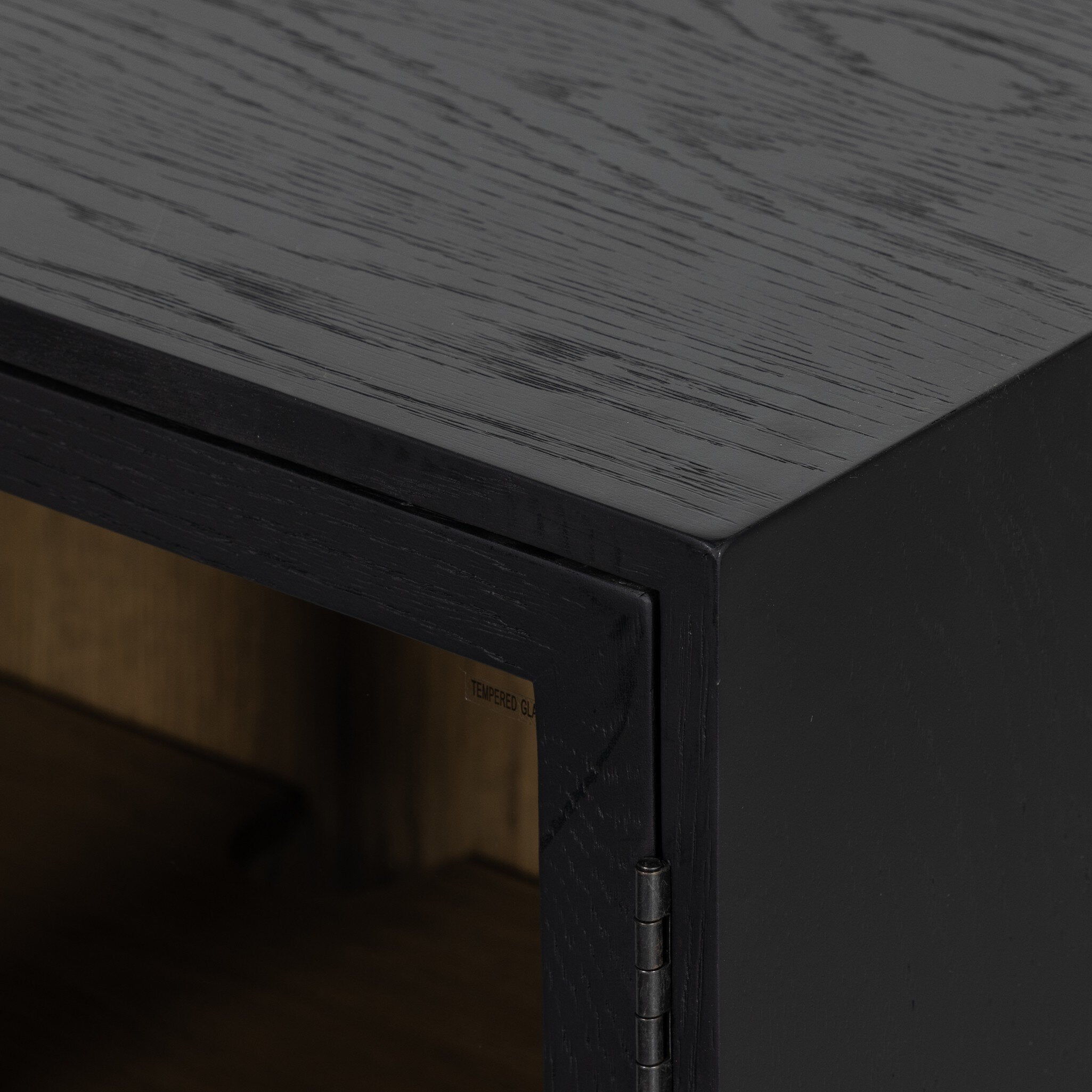Four Hands Millie Small Cabinet — Drifted Matte Black-Drifted Oak Veneer-Antique Pewter