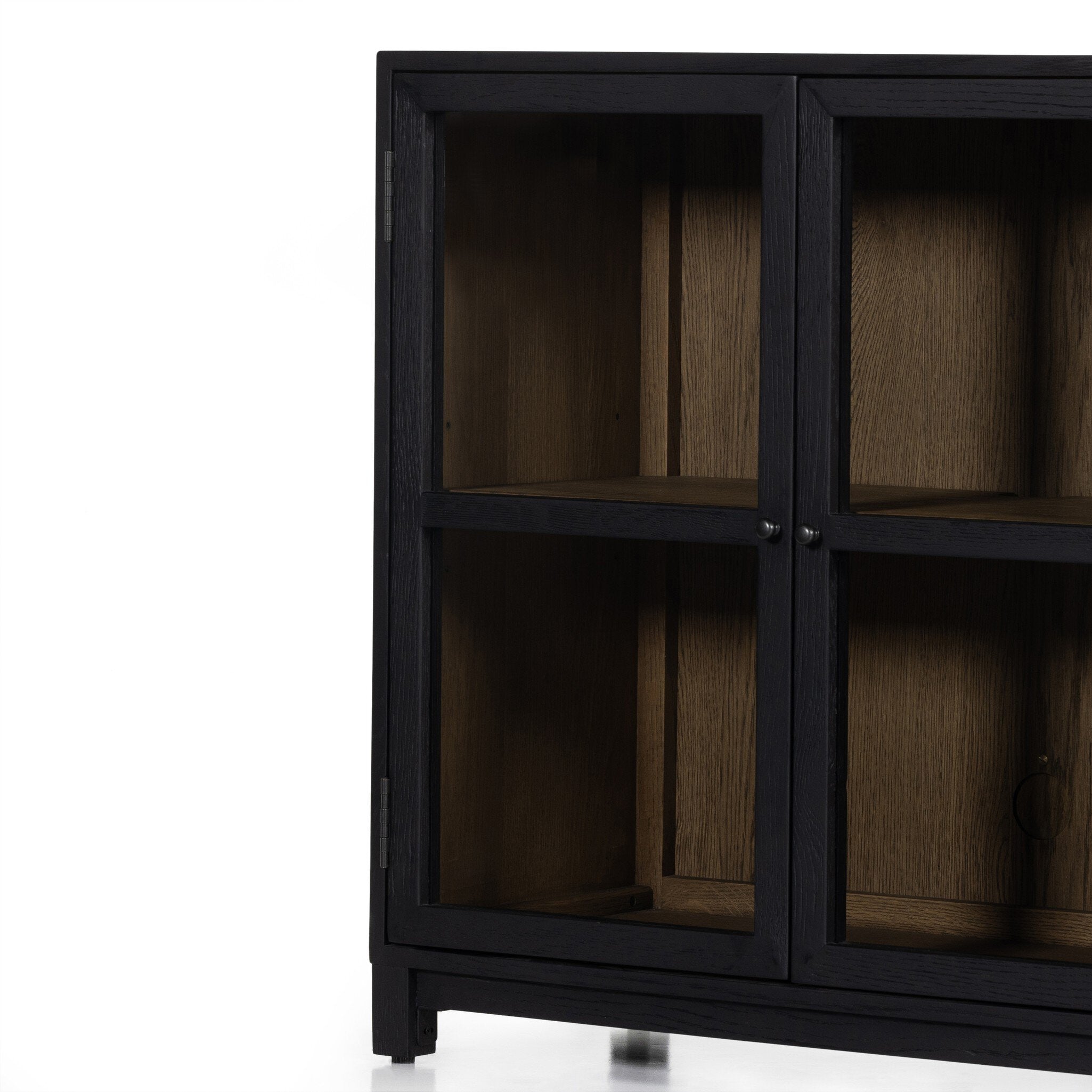 Four Hands Millie Small Cabinet — Drifted Matte Black-Drifted Oak Veneer-Antique Pewter