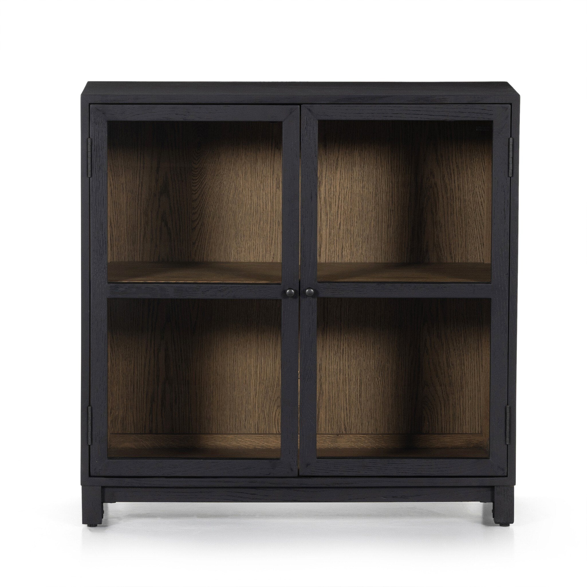 Four Hands Millie Small Cabinet — Drifted Matte Black-Drifted Oak Veneer-Antique Pewter
