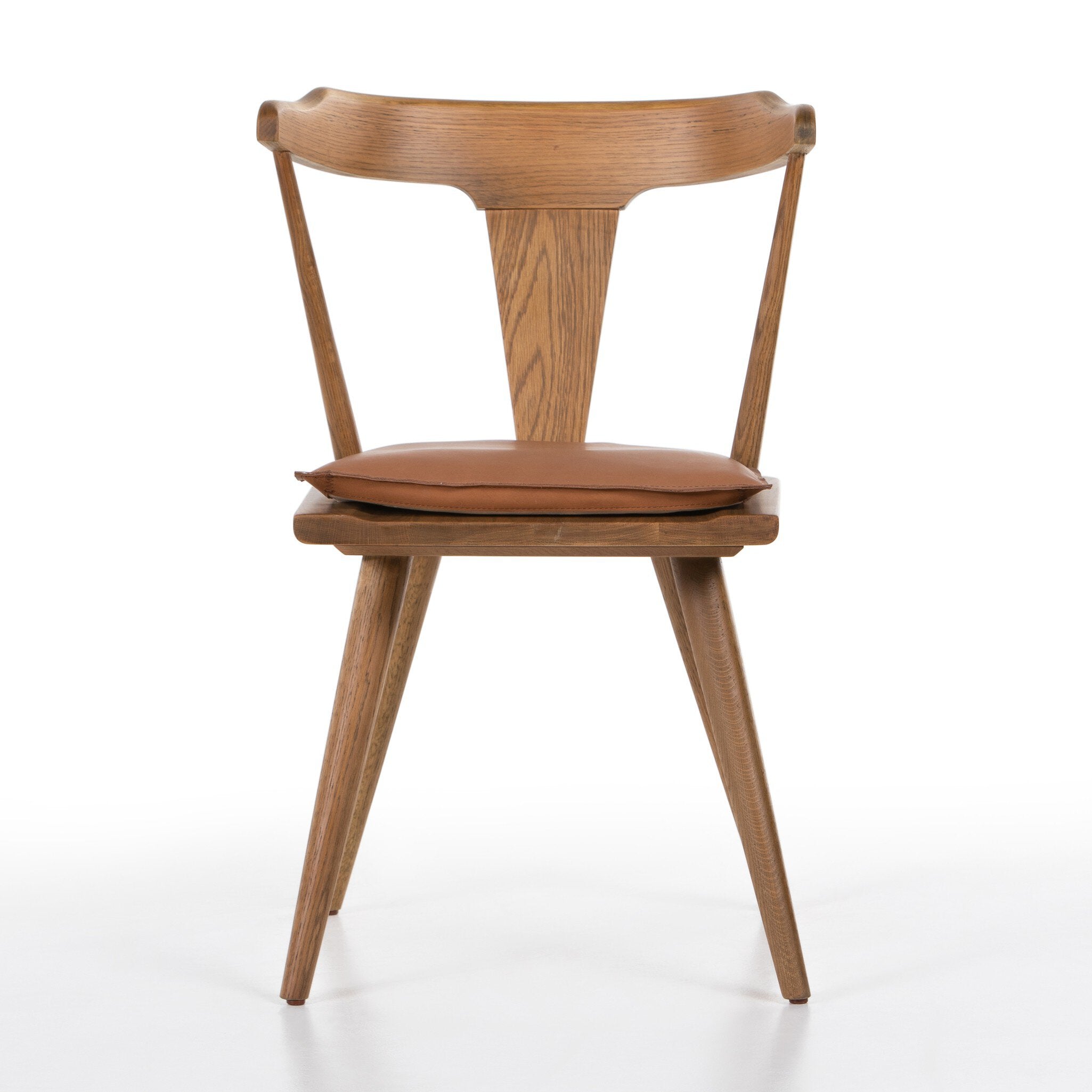 Four Hands Ripley Dining Chair — Sandy Oak-Whiskey Saddle-Ivory Backing