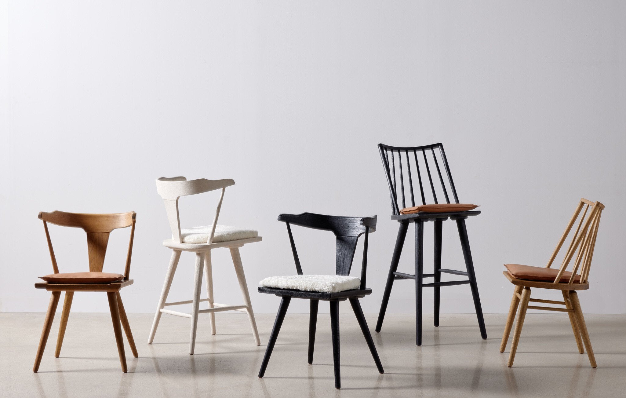 Four Hands Ripley Dining Chair — Sandy Oak-Whiskey Saddle-Ivory Backing