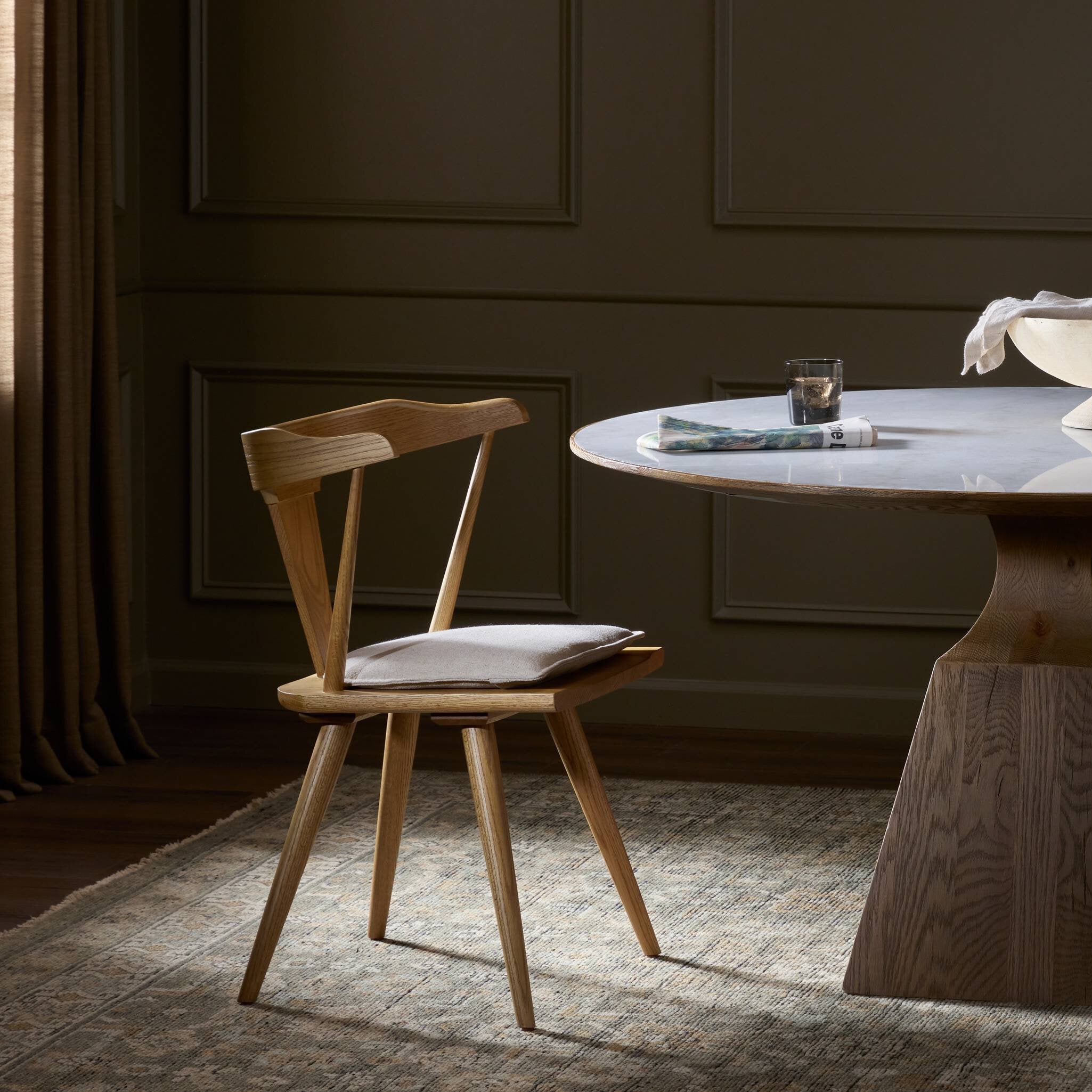 Four Hands Ripley Dining Chair — Sandy Oak-Antwerp Natural-Sandy Oak Veneer
