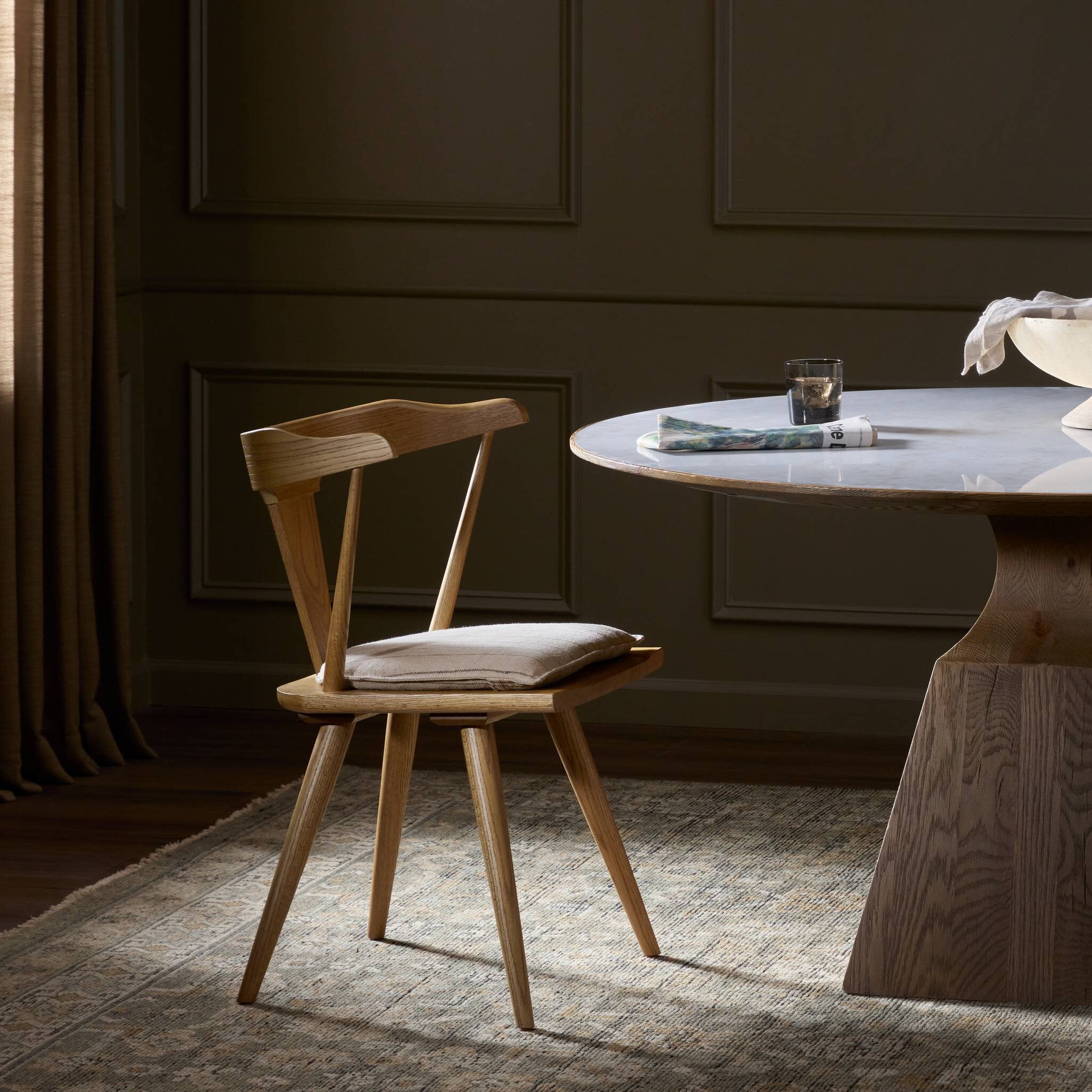 Four Hands Ripley Dining Chair — Sandy Oak-Lavon Flint-Sandy Oak Veneer