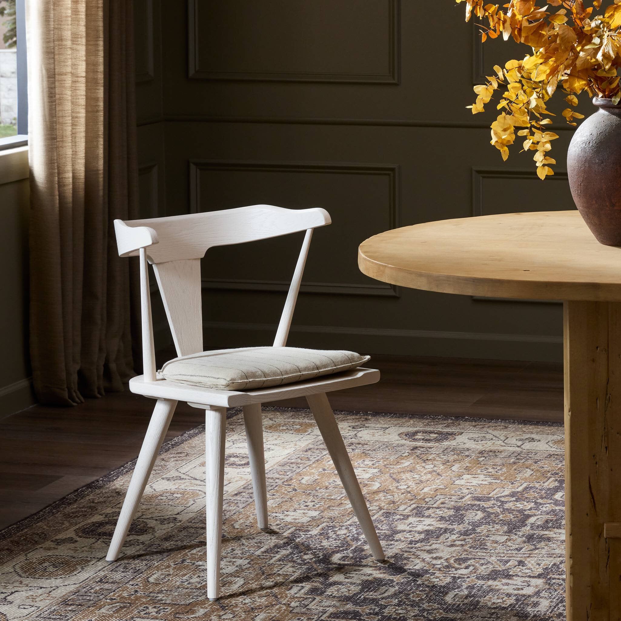 Four Hands Ripley Dining Chair — Off White Oak Solid-Lavon Flint-Off White Oak Veneer