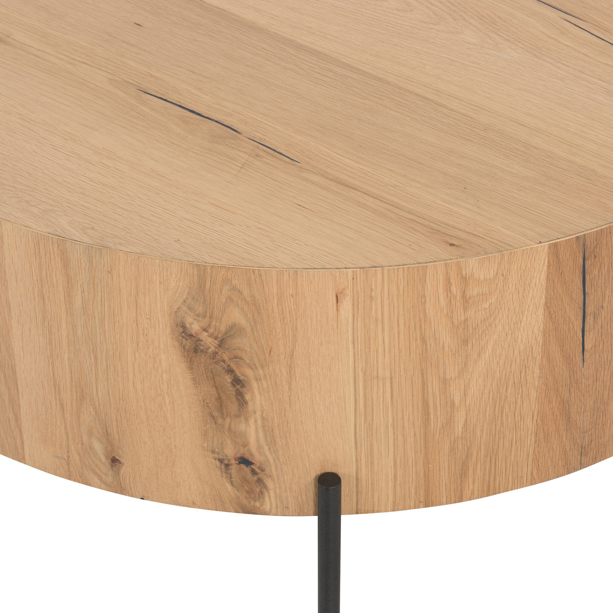 Four Hands Eaton Drum Coffee Table — Light Oak Resin-Dark Gunmetal