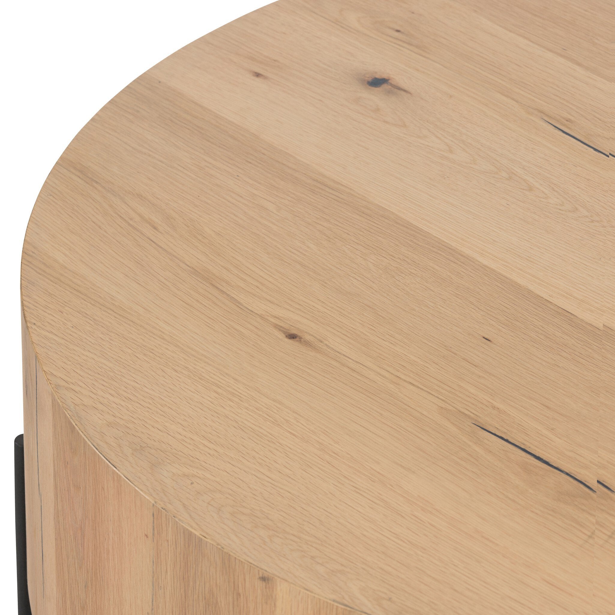 Four Hands Eaton Drum Coffee Table — Light Oak Resin-Dark Gunmetal