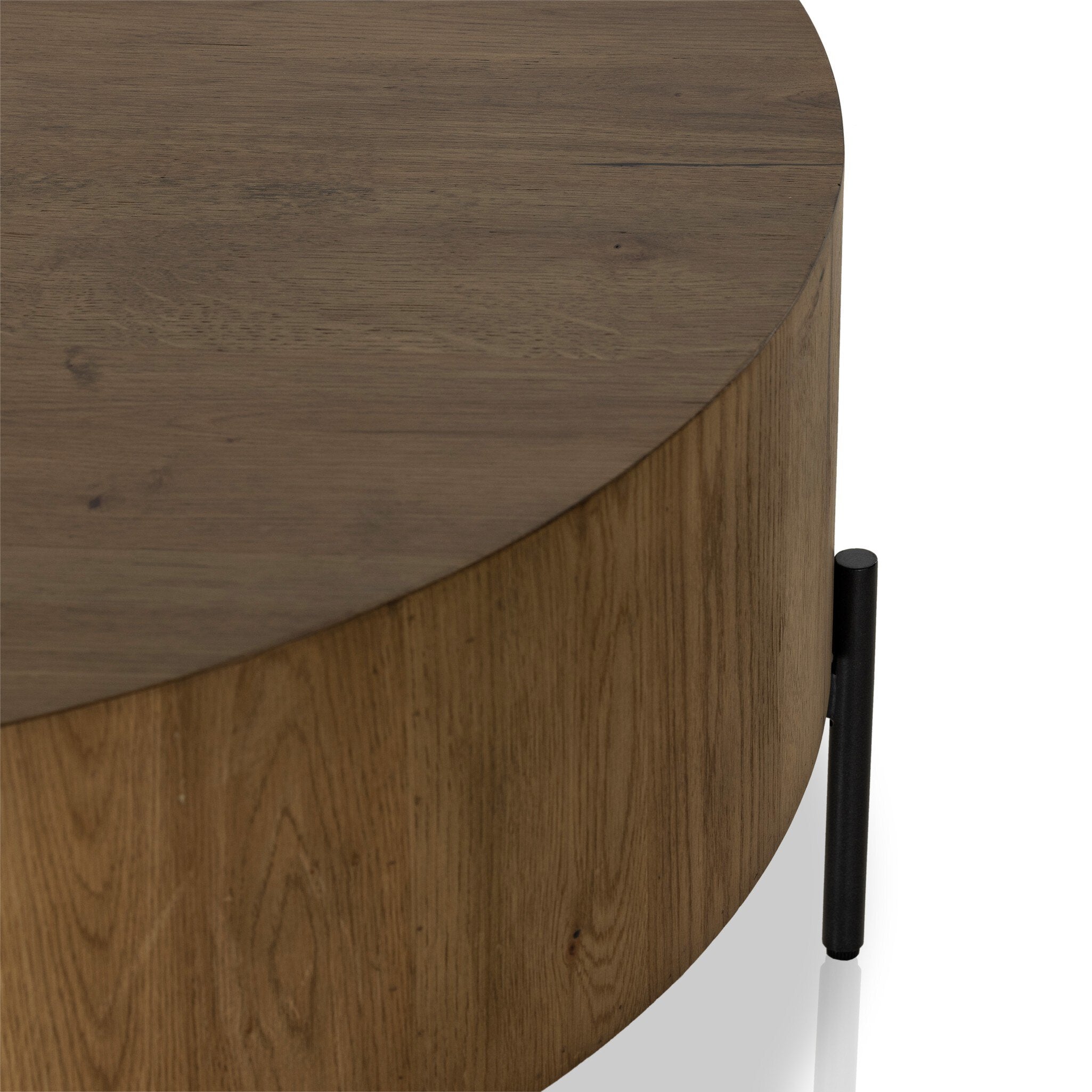 Four Hands Eaton Drum Coffee Table — Amber Oak Resin-Dark Gunmetal