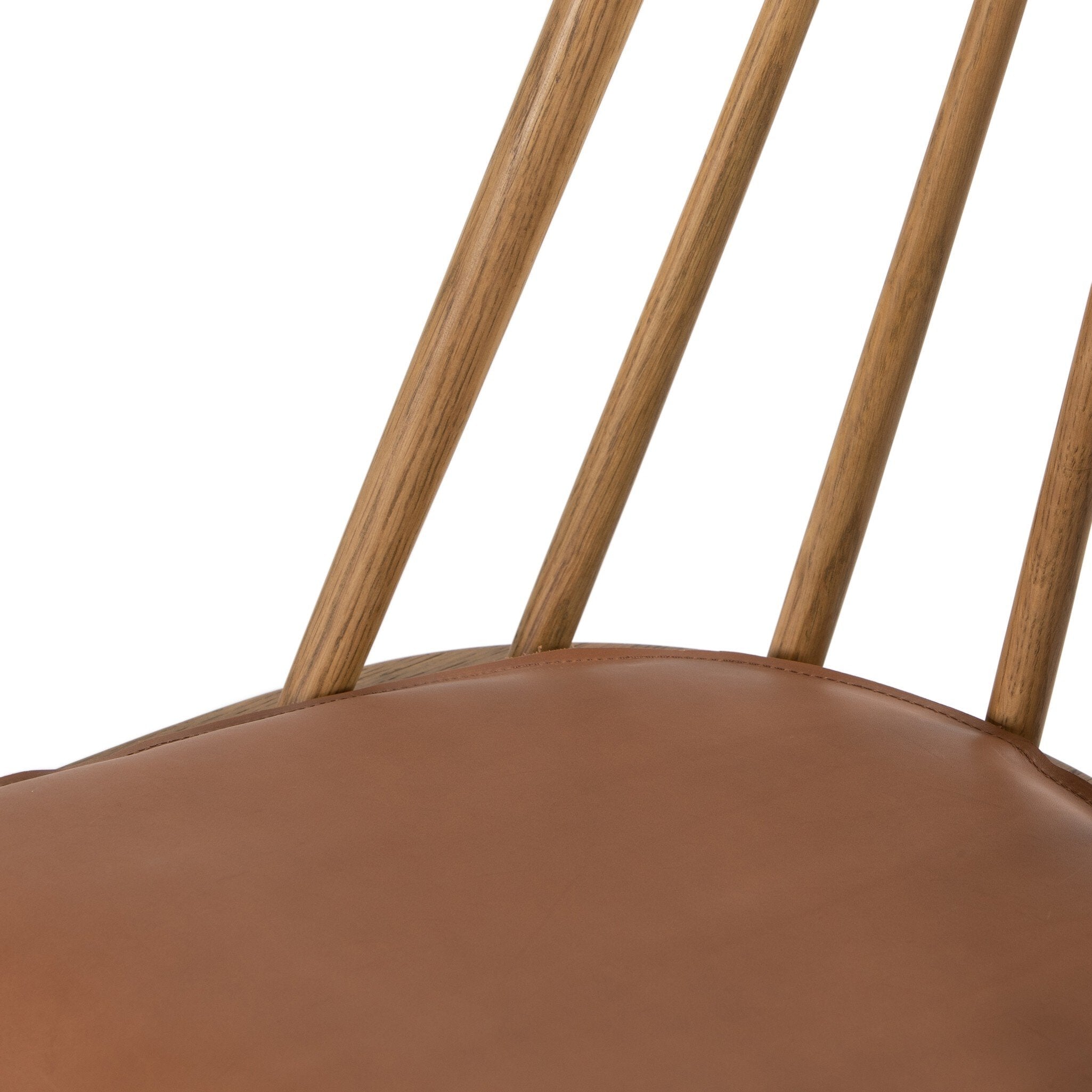 Four Hands Lewis Windsor Chair — Sandy Oak-Whiskey Saddle-Ivory Backing