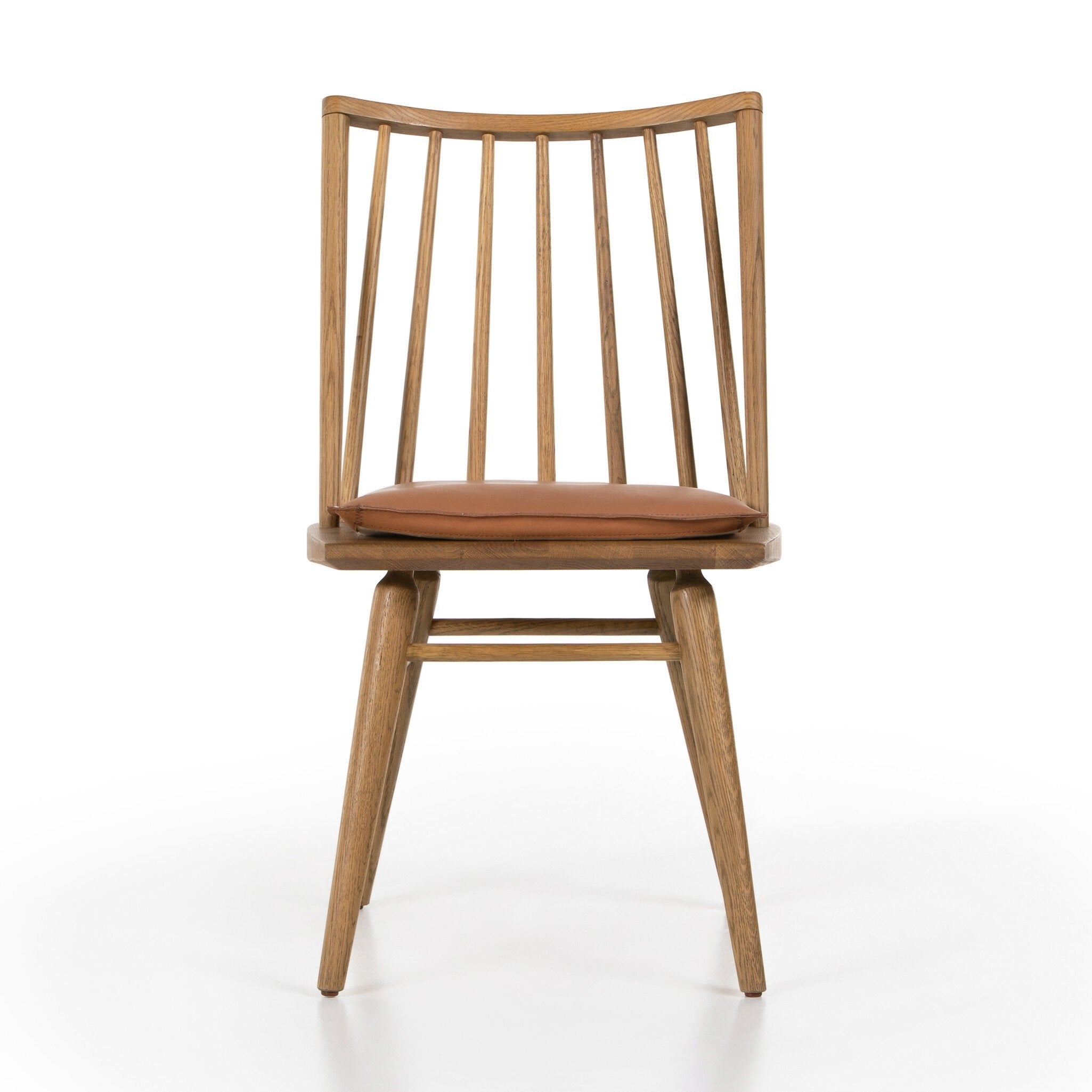 Four Hands Lewis Windsor Chair — Sandy Oak-Whiskey Saddle-Ivory Backing
