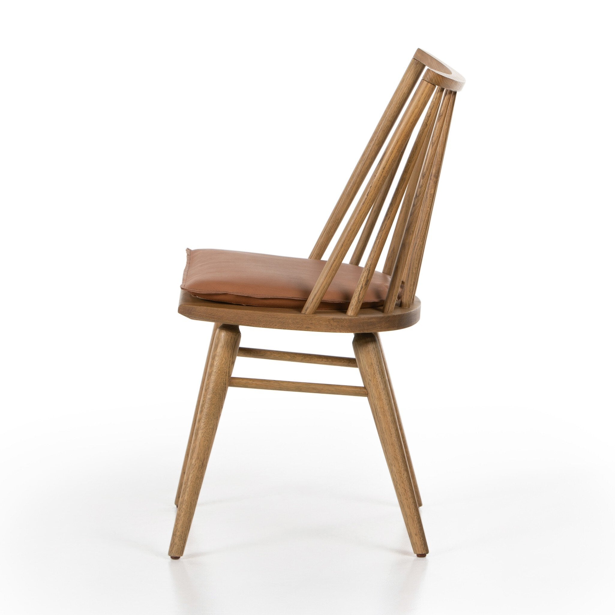 Four Hands Lewis Windsor Chair — Sandy Oak-Whiskey Saddle-Ivory Backing