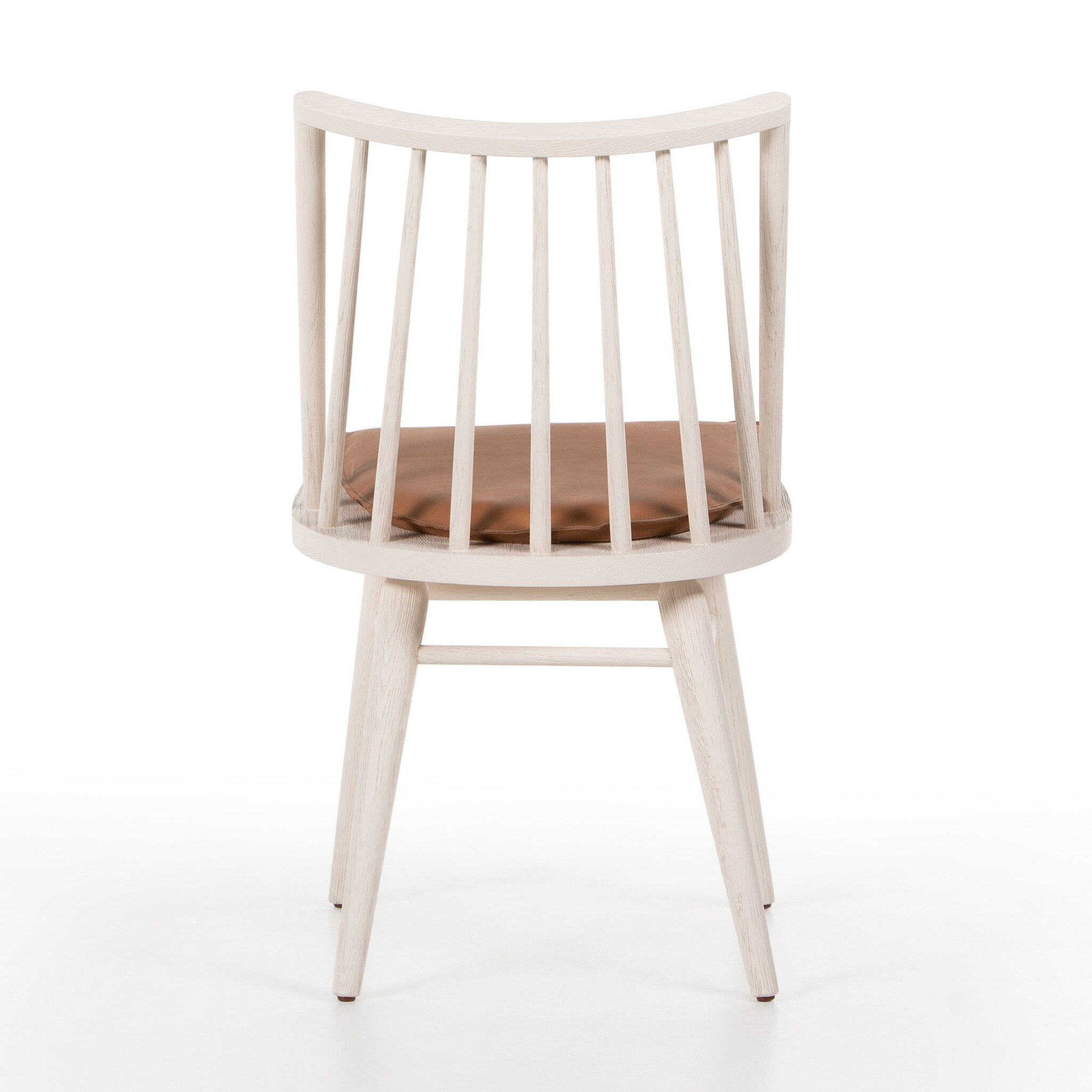 Four Hands Lewis Windsor Chair — Off White Oak Solid-Whiskey Saddle-Ivory Backing