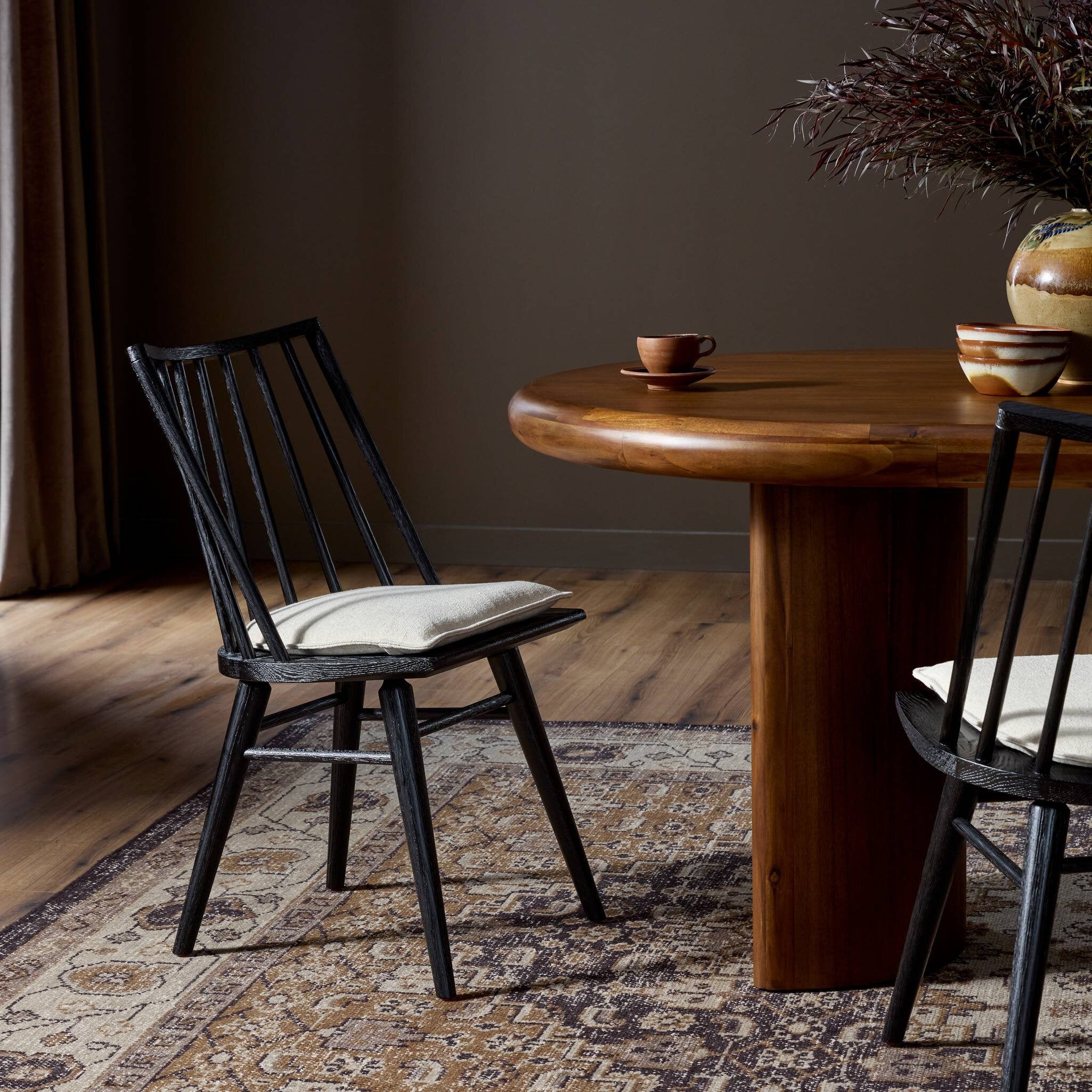 Four Hands Lewis Windsor Chair — Black Oak-Antwerp Natural