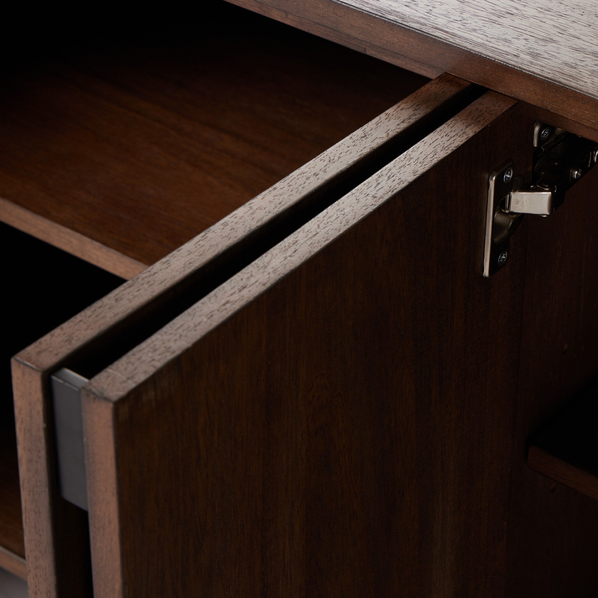 Four Hands Castillo Media Console — Chestnut Parawood-Chestnut Parawood Veneer-Gunmetal