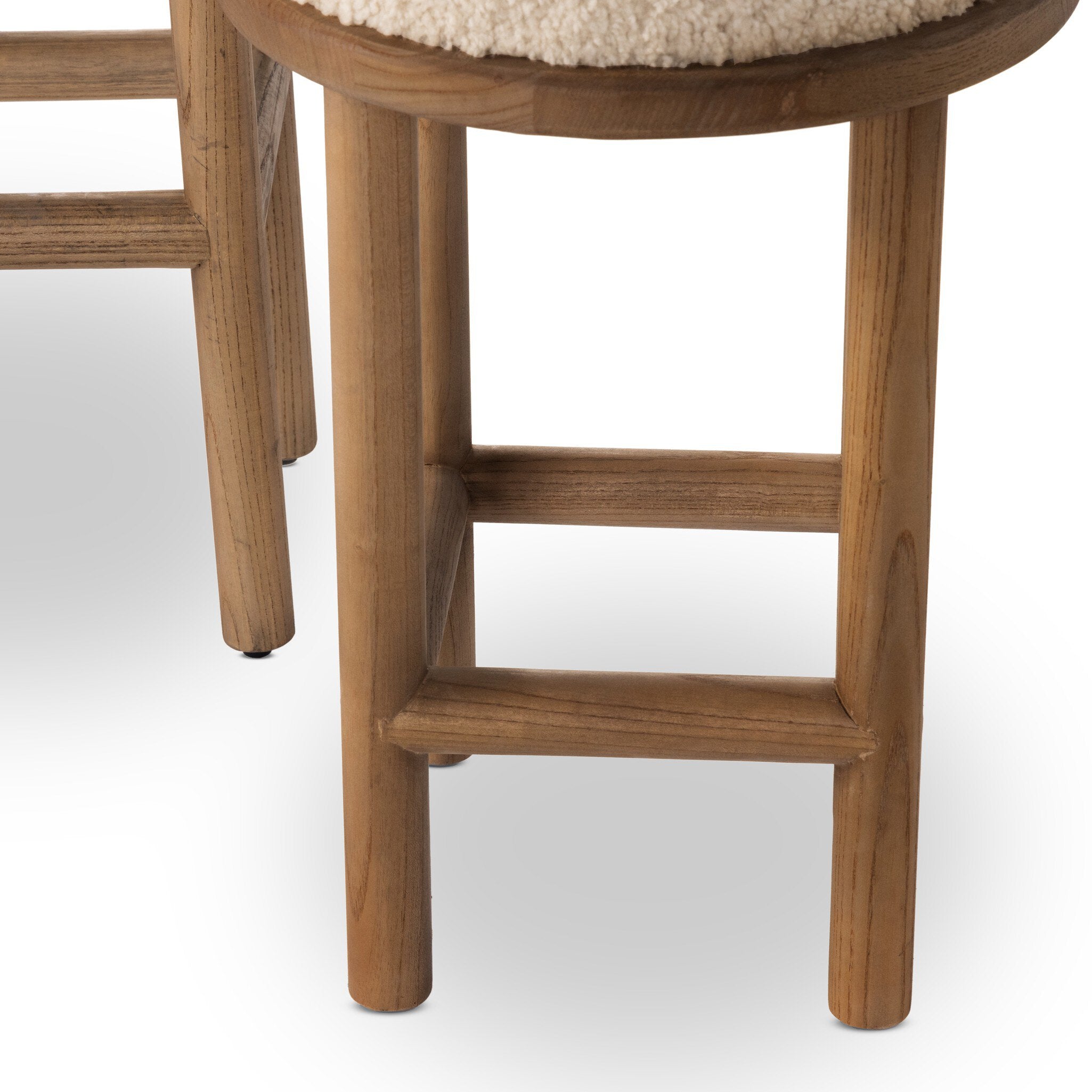 Four Hands Saldino Bar + Counter Stool — Beige Shearling-Blonde Nettlewood-Counter