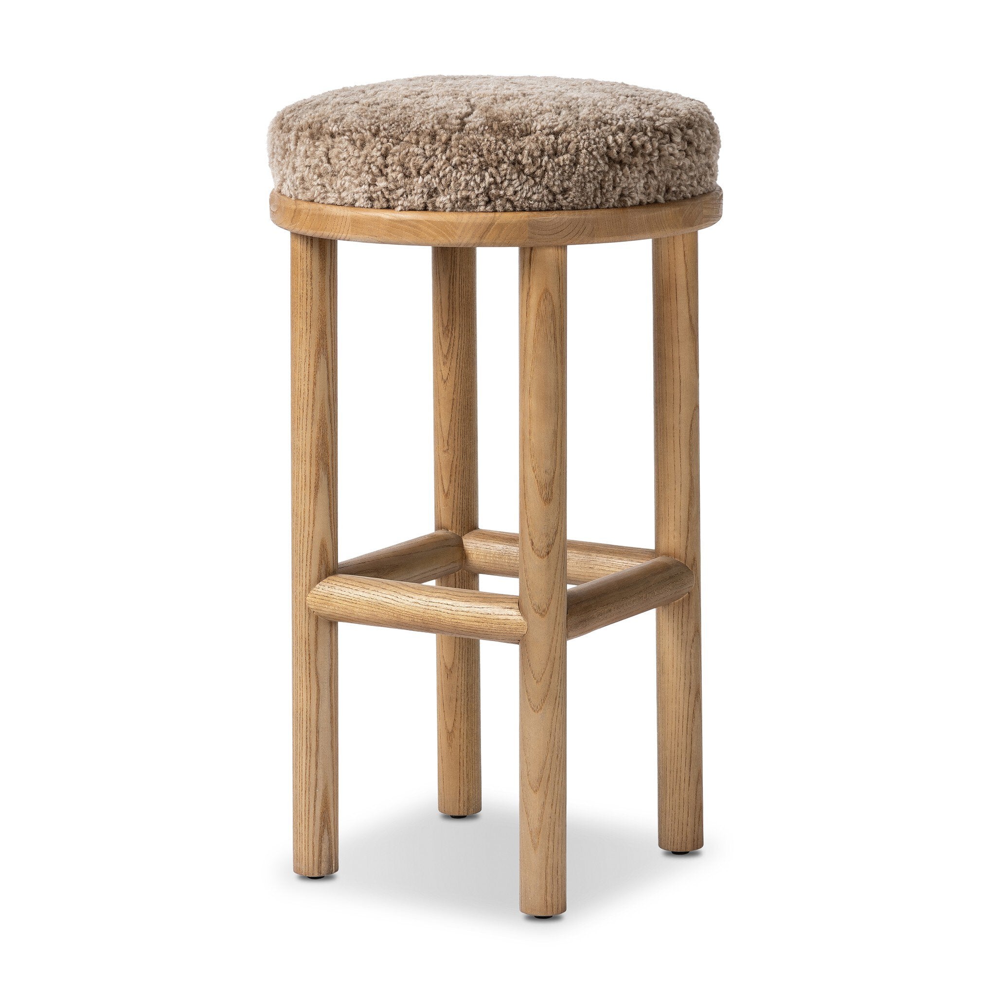 Four Hands Saldino Bar + Counter Stool — Taupe Shearling-Sandy Nettlewood-Bar