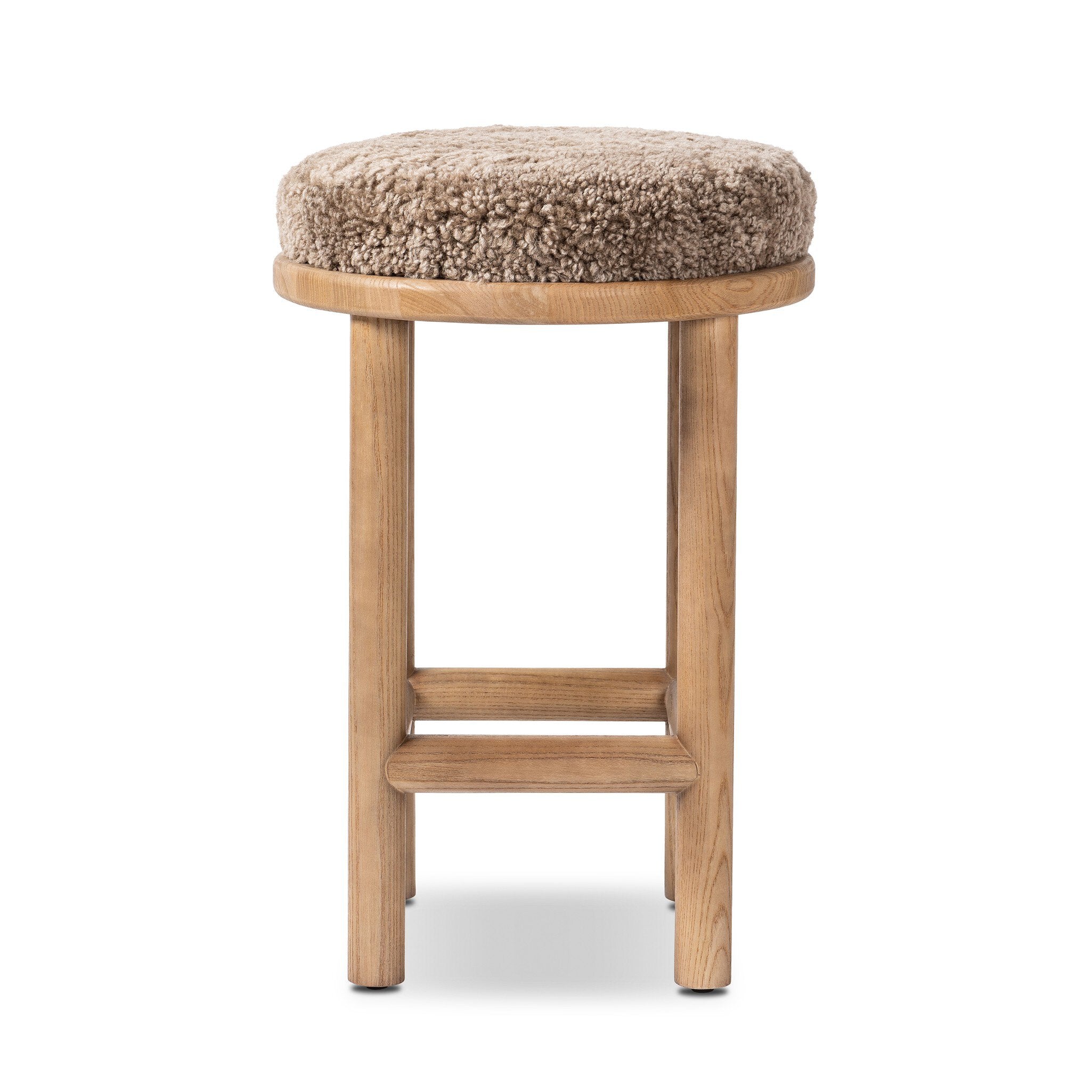 Four Hands Saldino Bar + Counter Stool — Taupe Shearling-Sandy Nettlewood-Counter