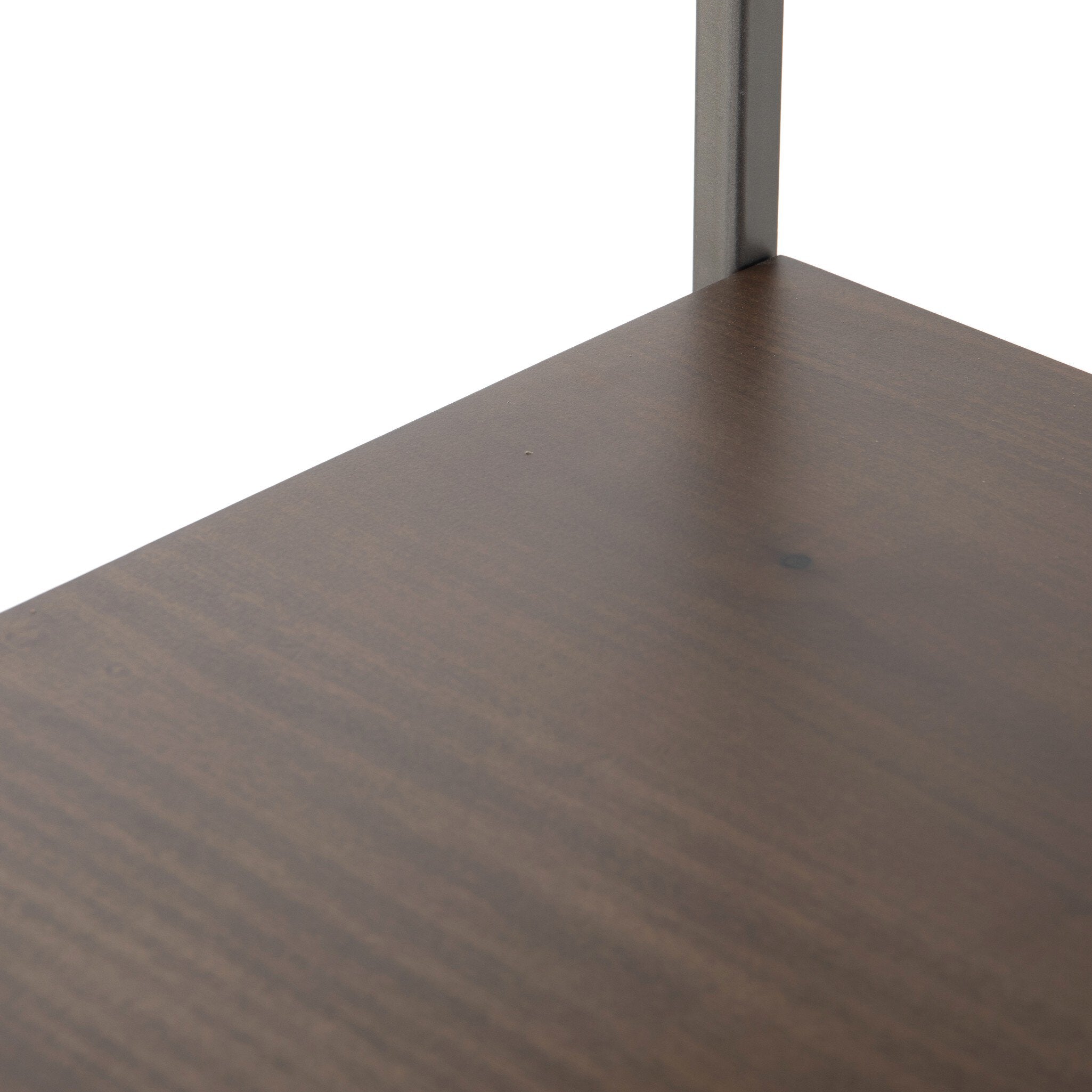 Four Hands Trey Modular Wall Desk With 2 Bookcases — Auburn Poplar-Natural Iron-Black Leather