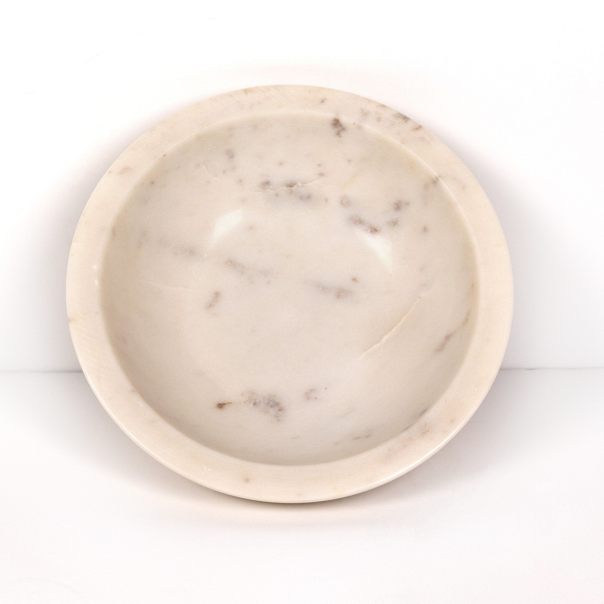 Four Hands Lira Bowl — Honed White Marble-Auburn Mango