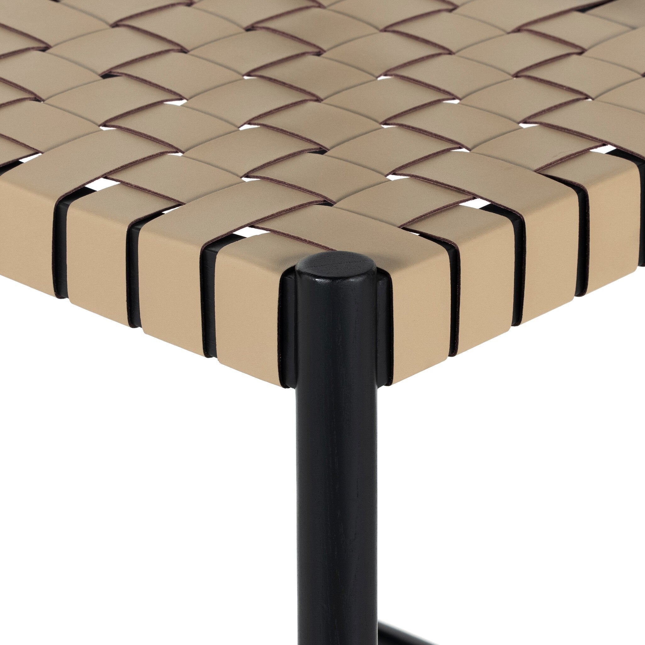 Four Hands Heisler Bar + Counter Stool — Almond Leather Blend-Black-Black Veneer-Bar