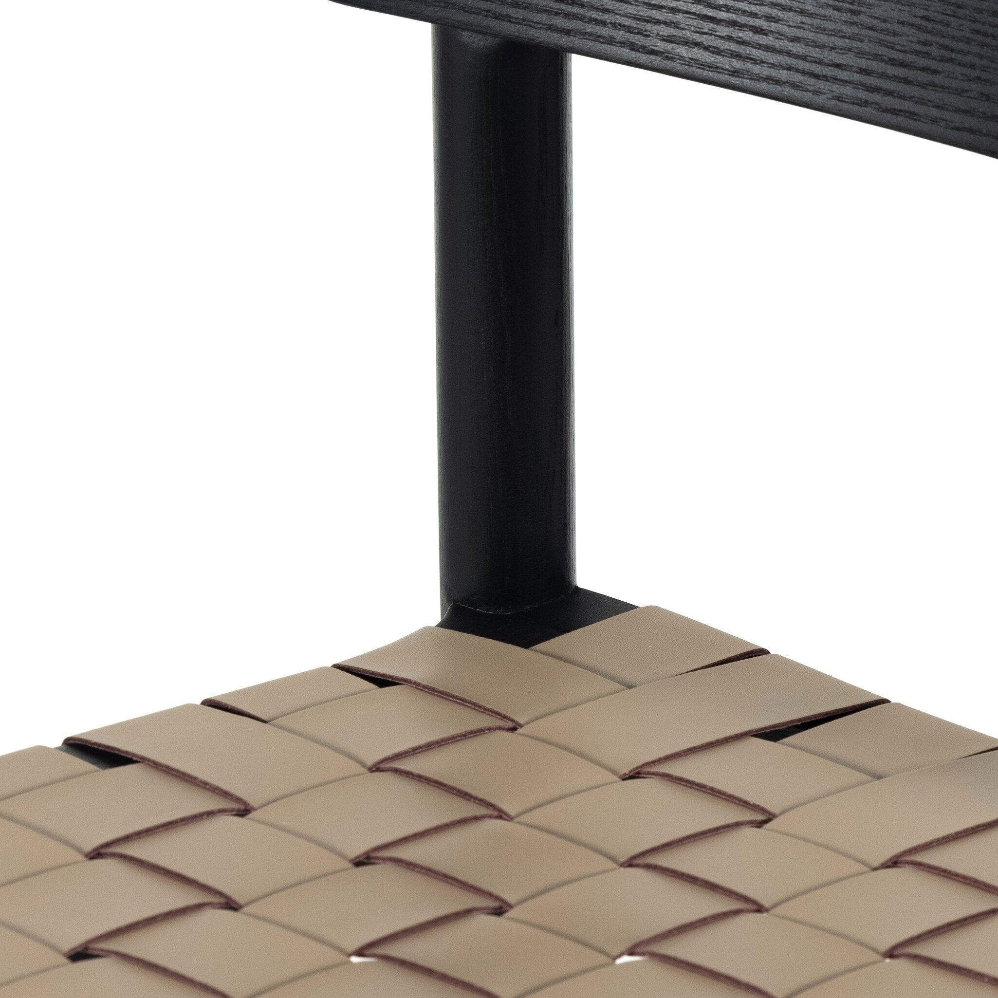 Four Hands Heisler Bar + Counter Stool — Almond Leather Blend-Black-Black Veneer-Bar