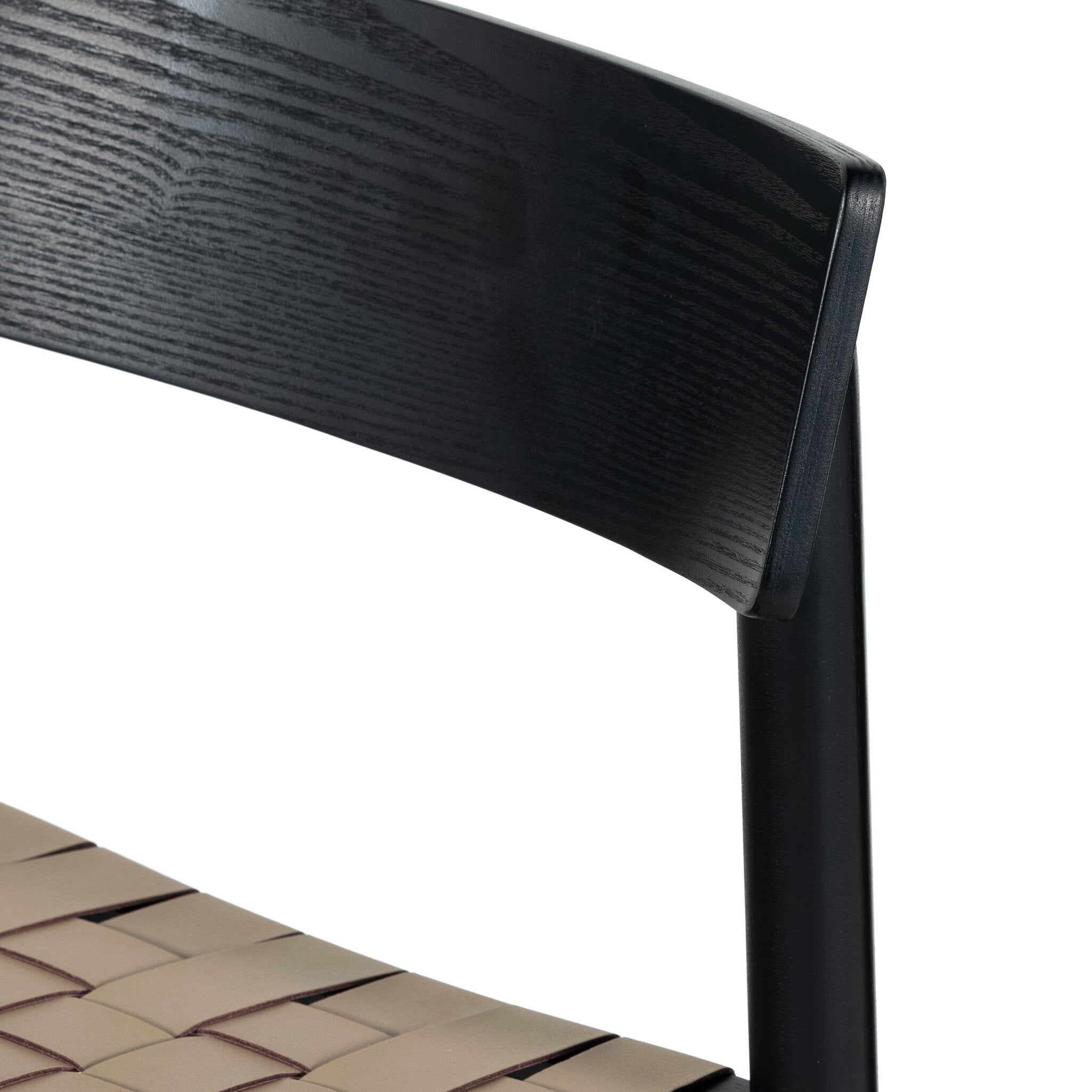 Four Hands Heisler Bar + Counter Stool — Almond Leather Blend-Black-Black Veneer-Bar