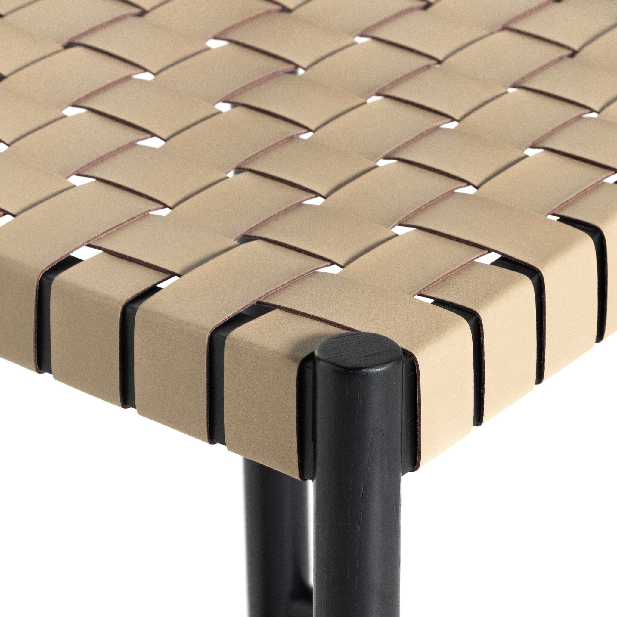 Four Hands Heisler Bar + Counter Stool — Almond Leather Blend-Black-Black Veneer-Counter