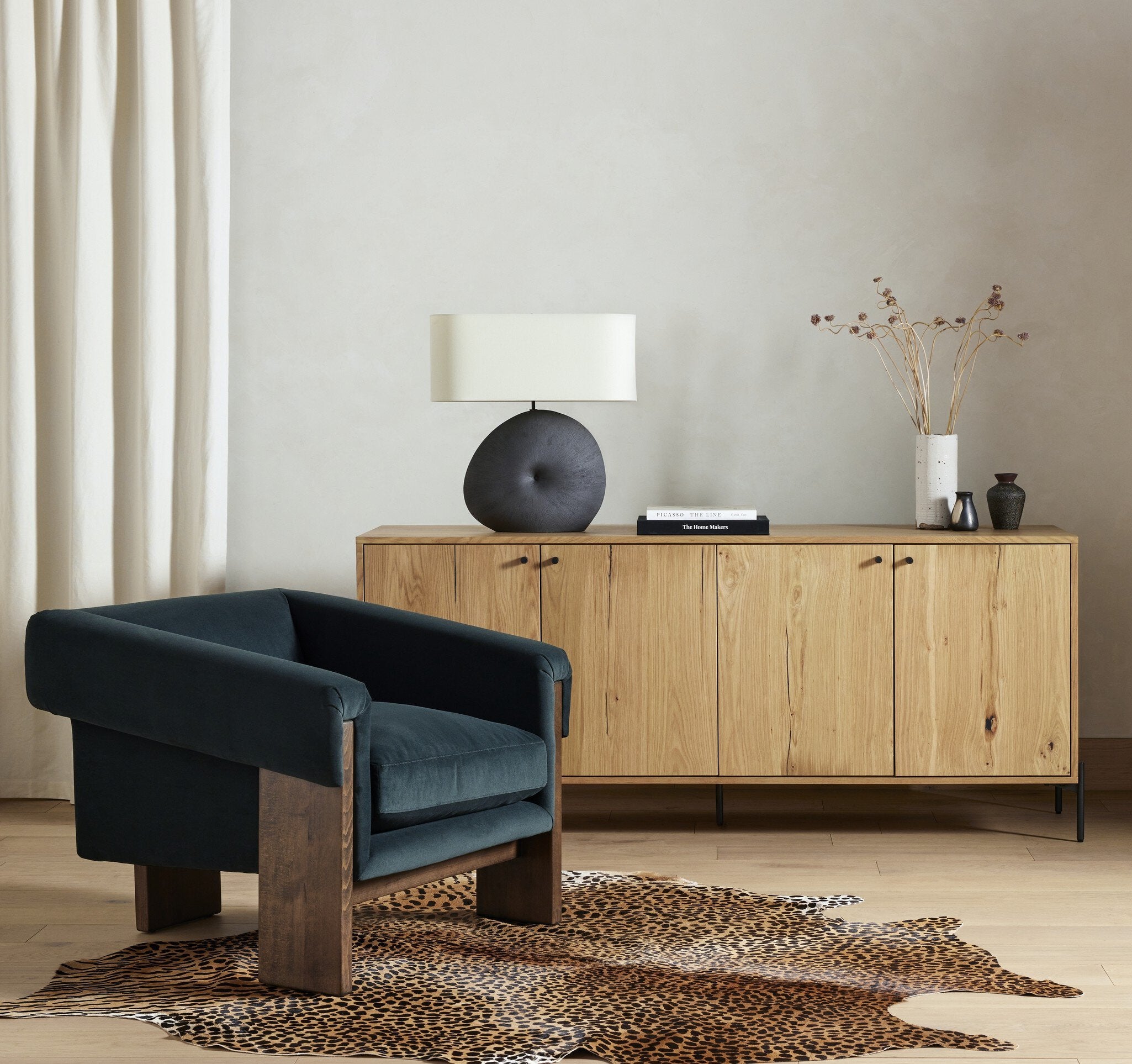 Four Hands Cairo Chair — Modern Velvet Smoke-Sienna Brown