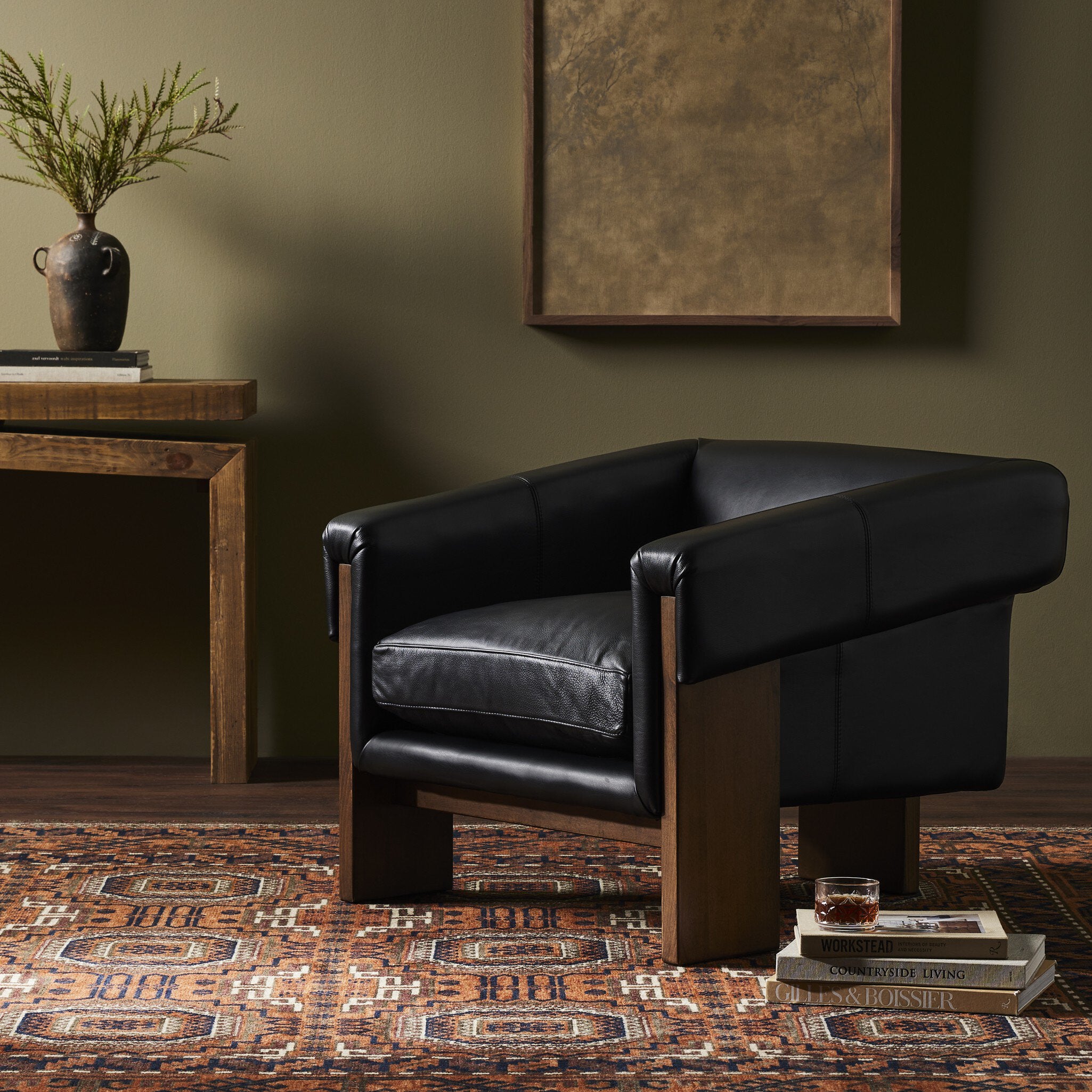 Four Hands Cairo Chair — Harrison Black-Sienna Brown