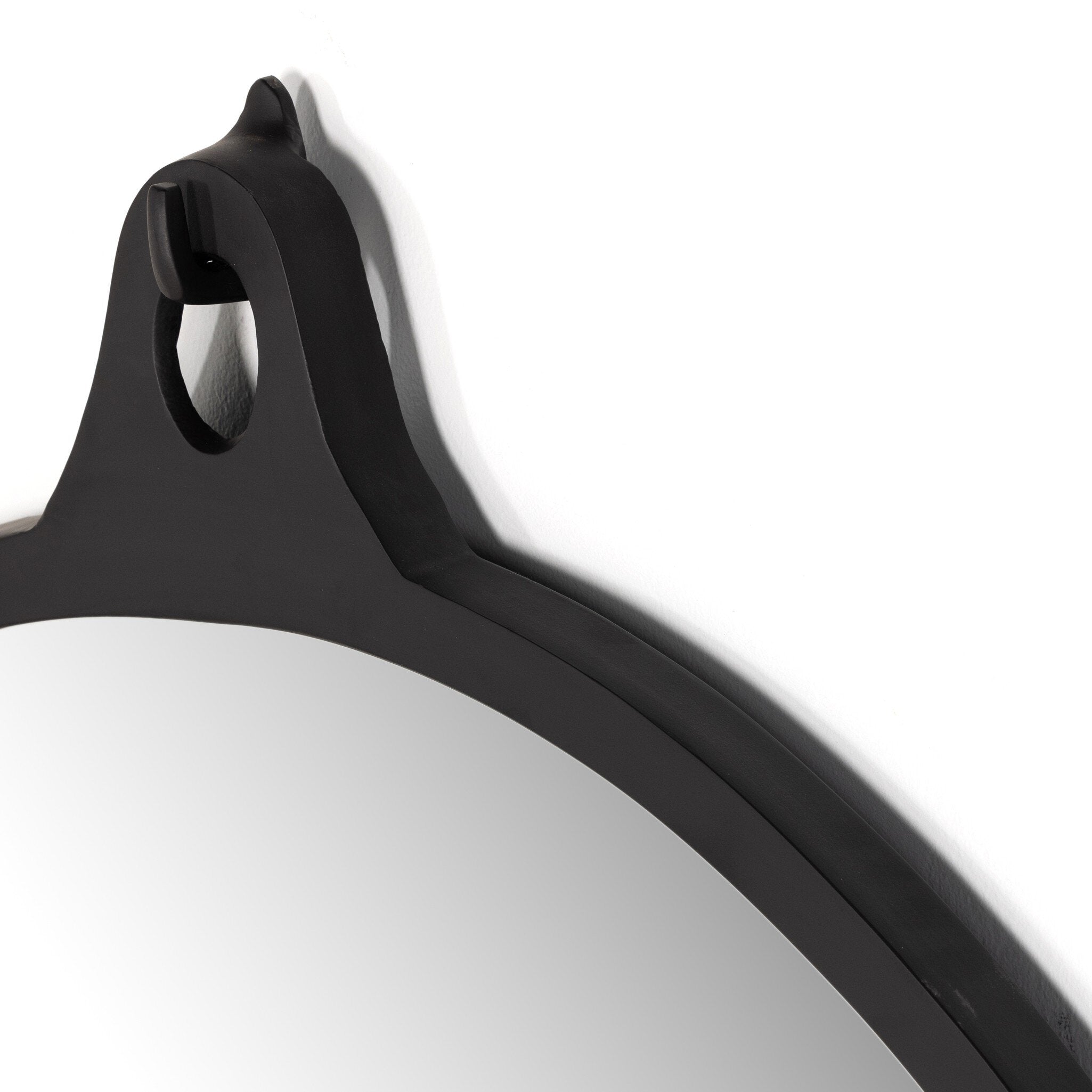 Four Hands Hyde Round Mirror — Black Aluminum