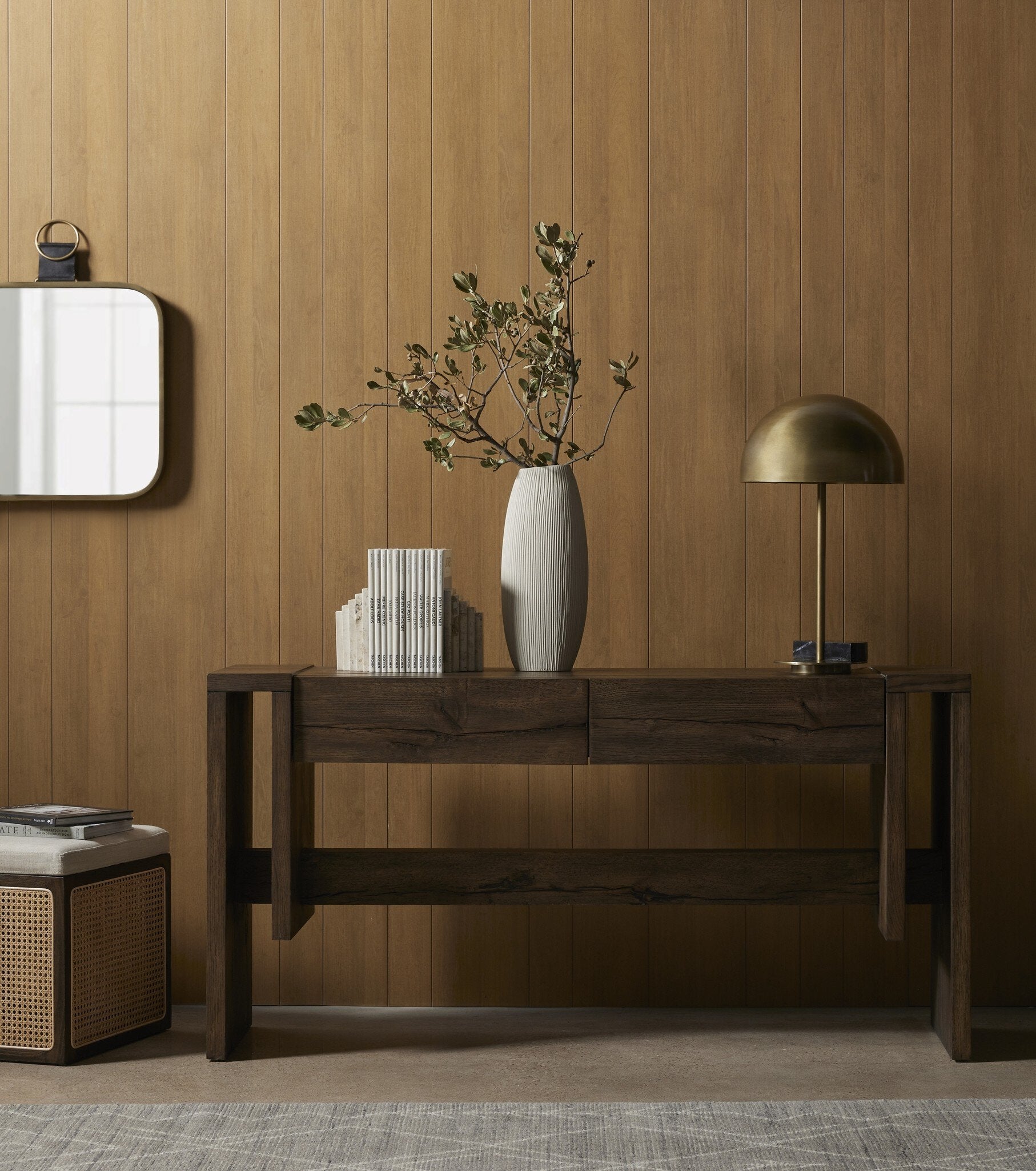 Four Hands Stepped Bookends — White Travertine