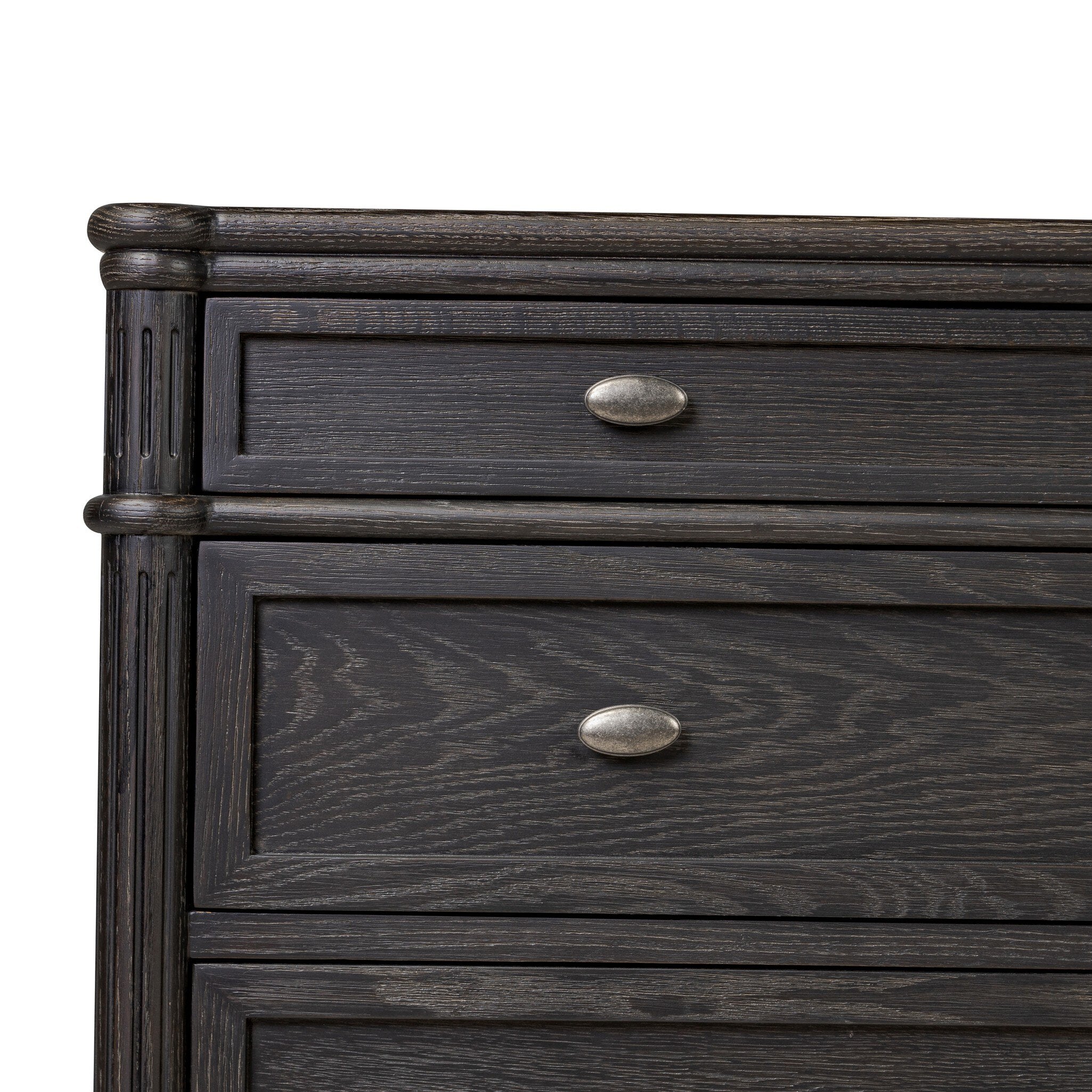 Four Hands Toulouse Chest — Distressed Black-Distressed Black Oak-Aged Brass