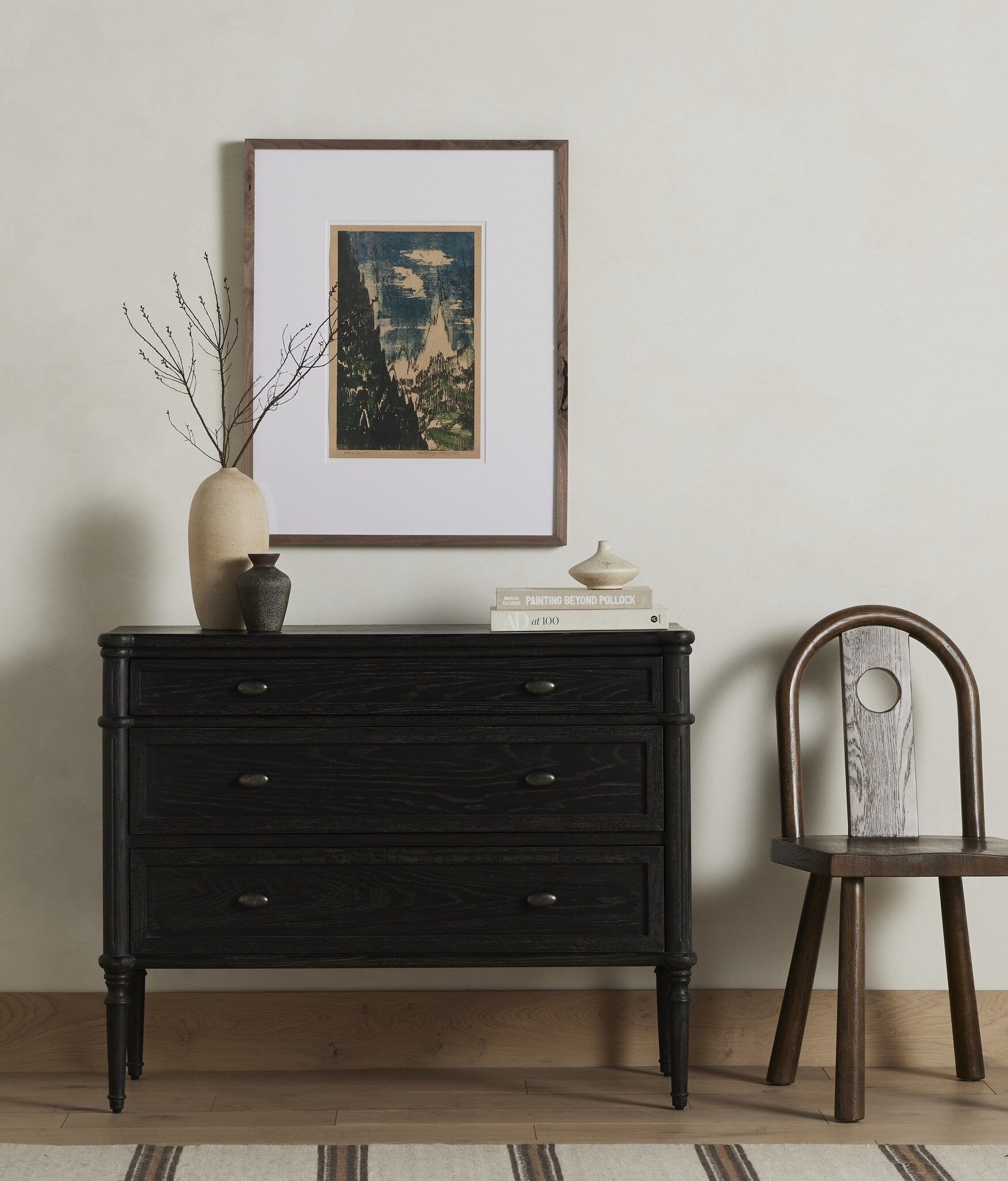 Four Hands Toulouse Chest — Distressed Black-Distressed Black Oak-Aged Brass