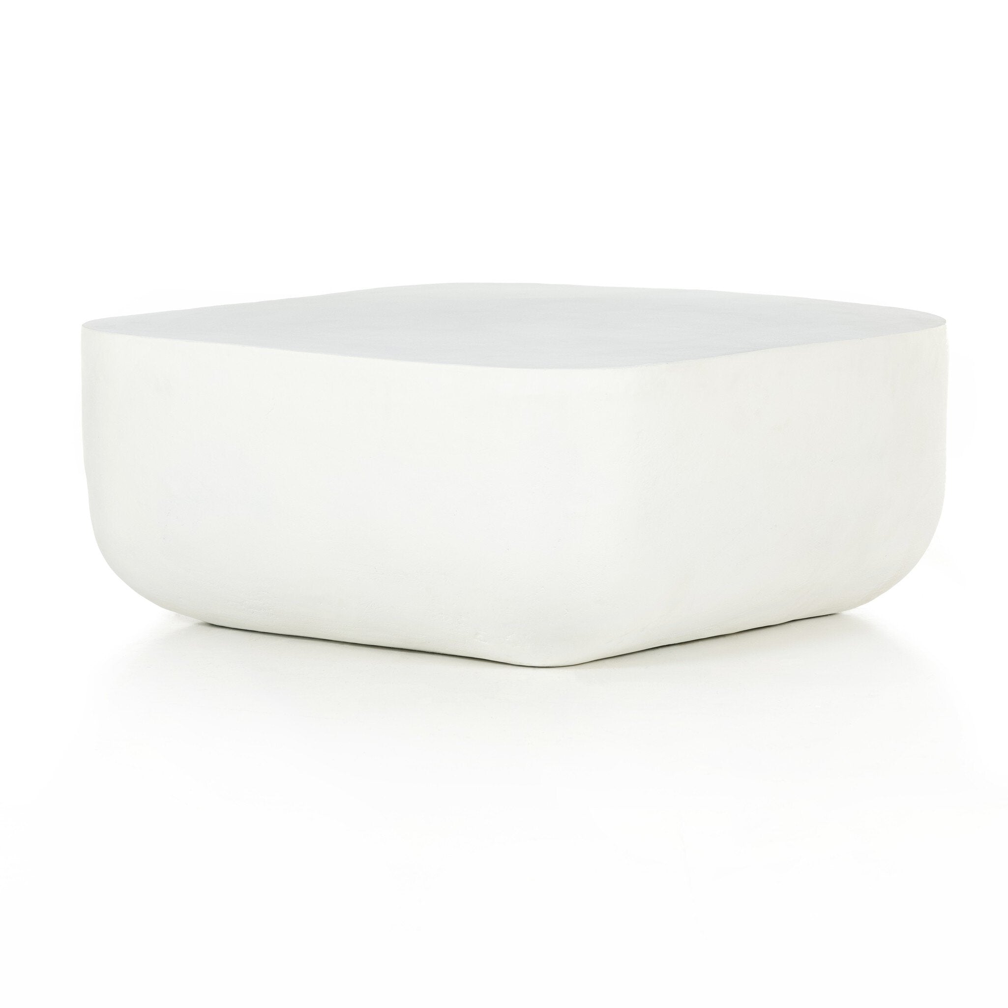 Four Hands Basil Square Outdoor Coffee Table — Matte White Cast Aluminum