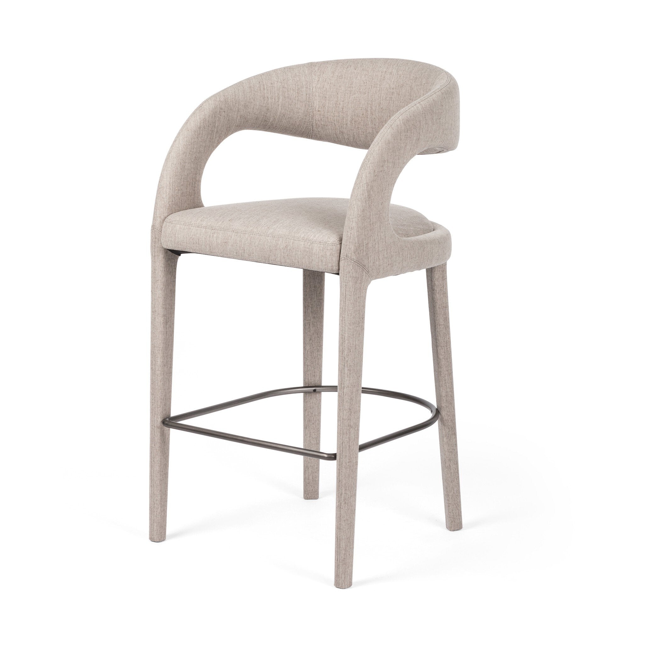 Four Hands Hawkins Bar + Counter Stool — Savile Flannel-Gunmetal-Bar