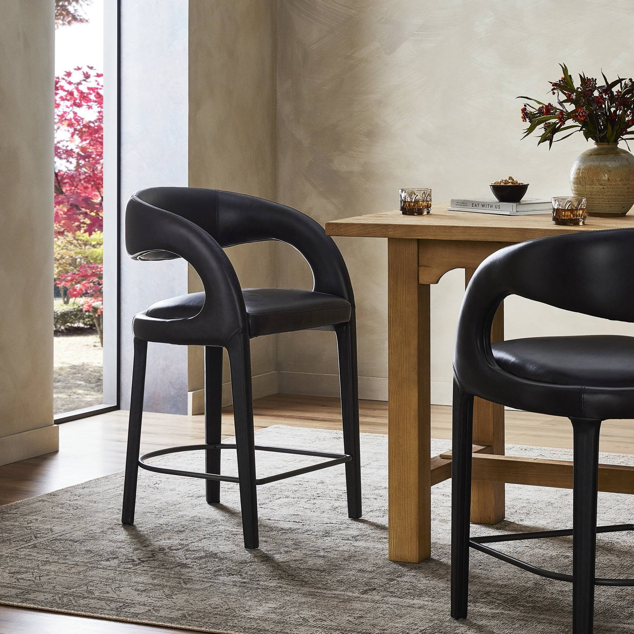 Four Hands Hawkins Bar + Counter Stool — Sonoma Black-Gunmetal-Bar