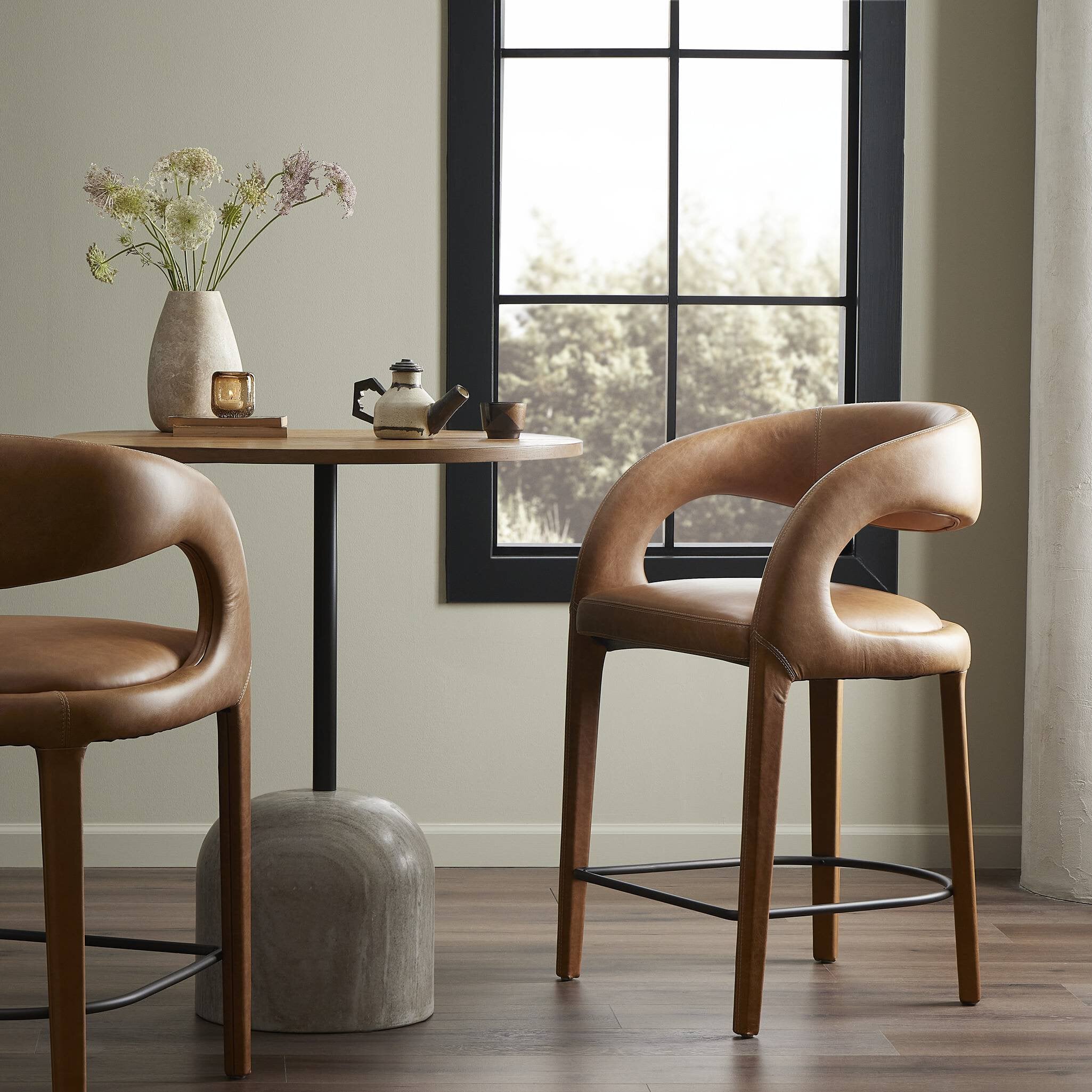 Four Hands Hawkins Bar + Counter Stool — Sonoma Butterscotch-Gunmetal-Bar