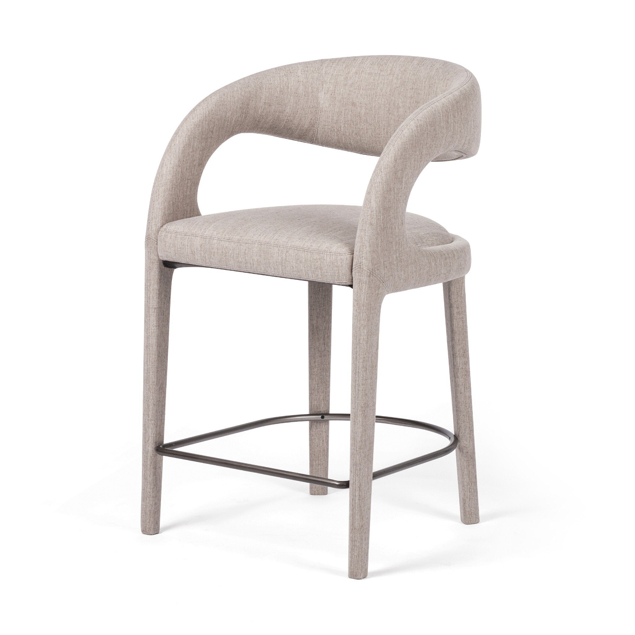 Four Hands Hawkins Bar + Counter Stool — Savile Flannel-Gunmetal-Counter
