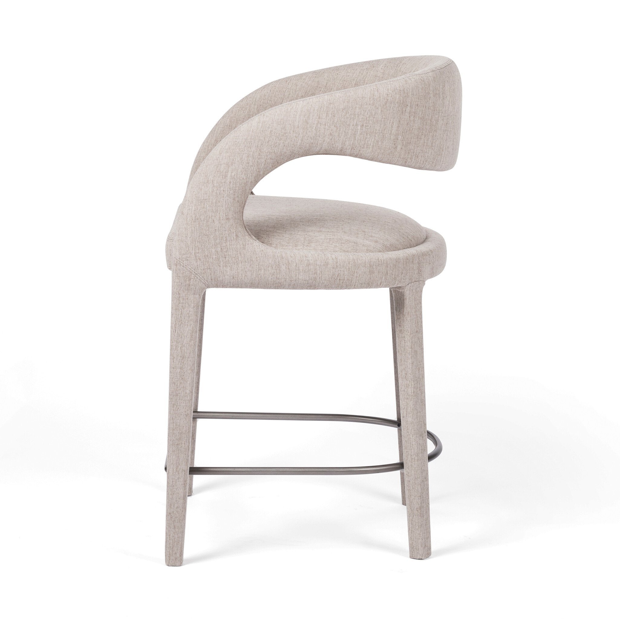 Four Hands Hawkins Bar + Counter Stool — Savile Flannel-Gunmetal-Counter