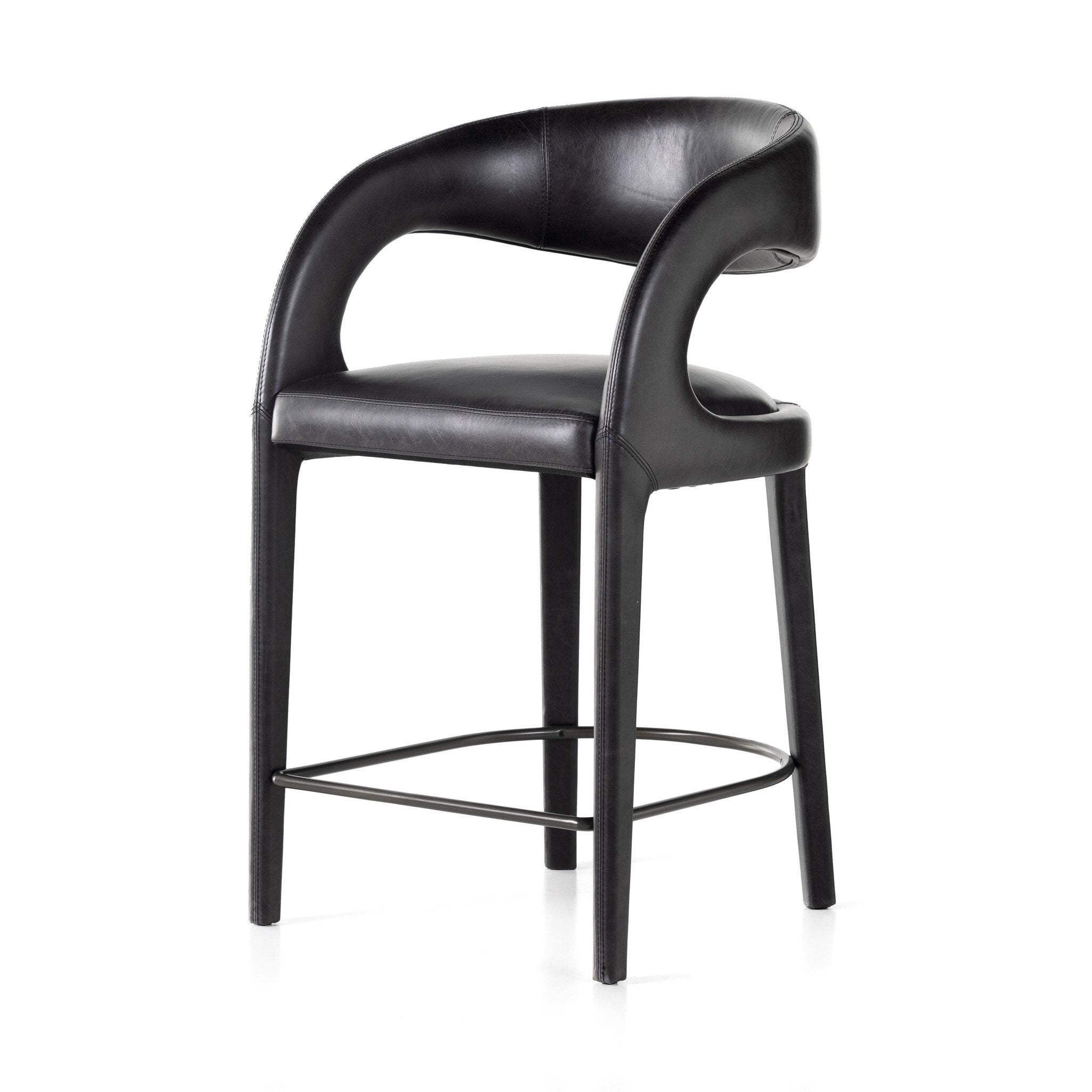 Four Hands Hawkins Bar + Counter Stool — Sonoma Black-Gunmetal-Counter