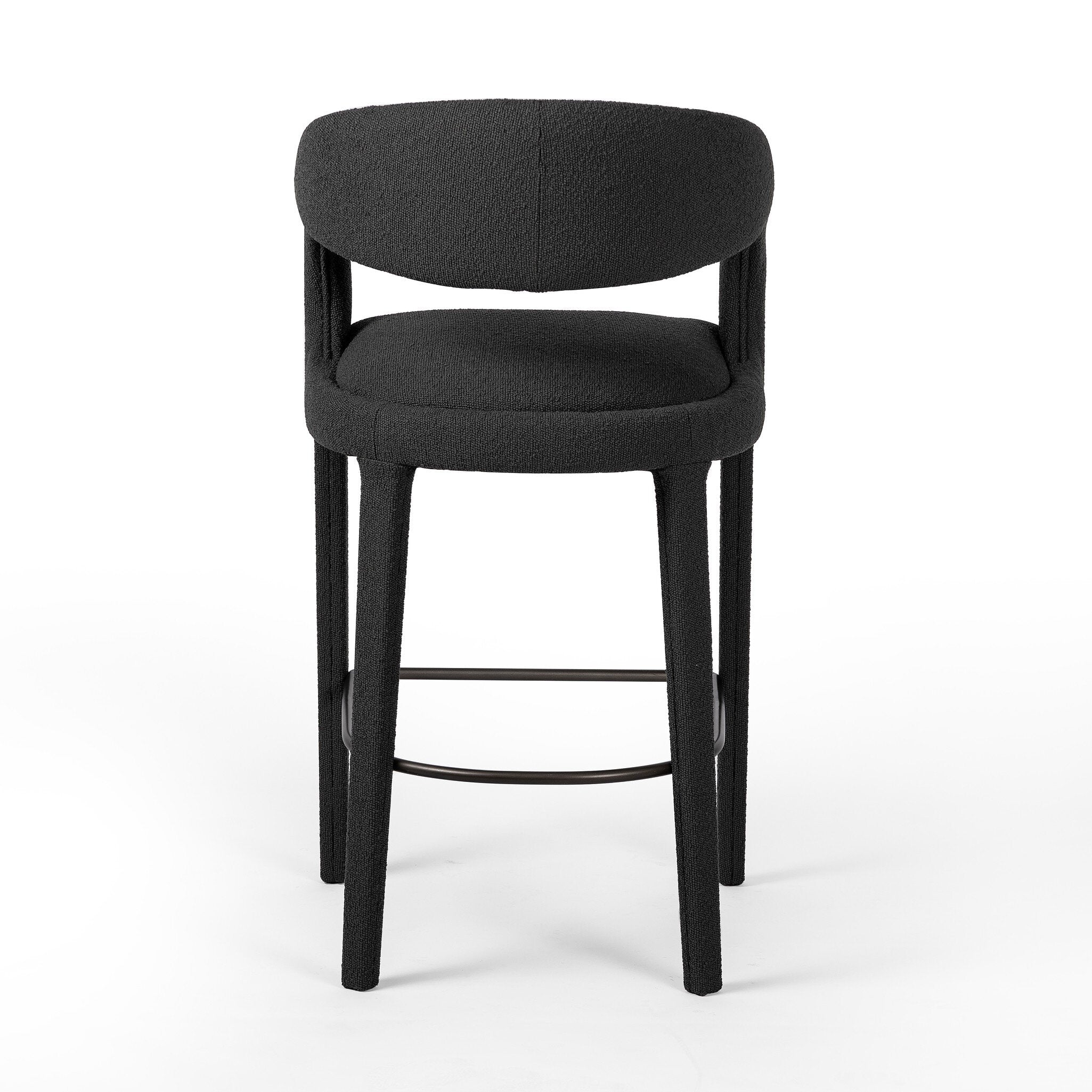 Four Hands Hawkins Bar + Counter Stool — FIQA Boucle Charcoal-Gunmetal-Bar